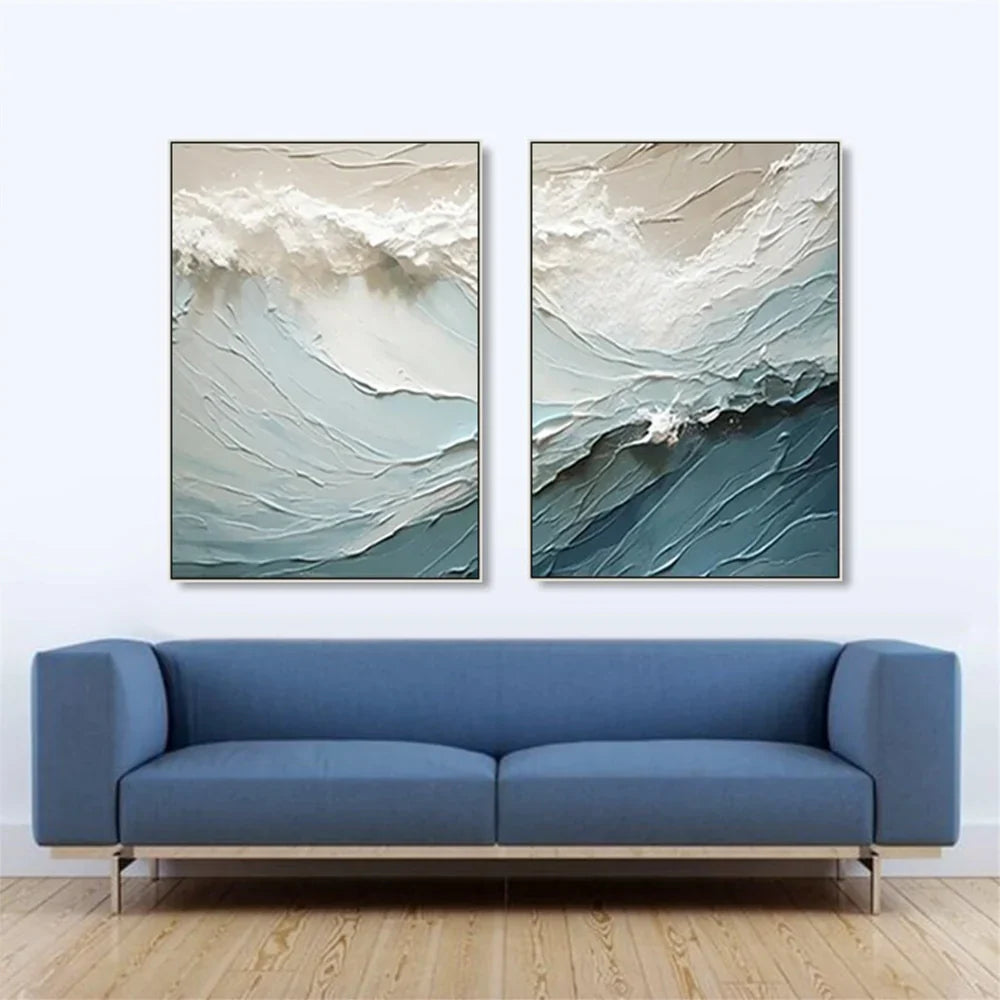 Ocean Textured Painting Canvas Set of 2 #OS022