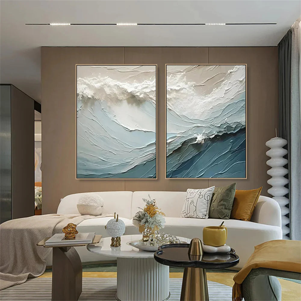 Ocean Textured Painting Canvas Set of 2 #OS022