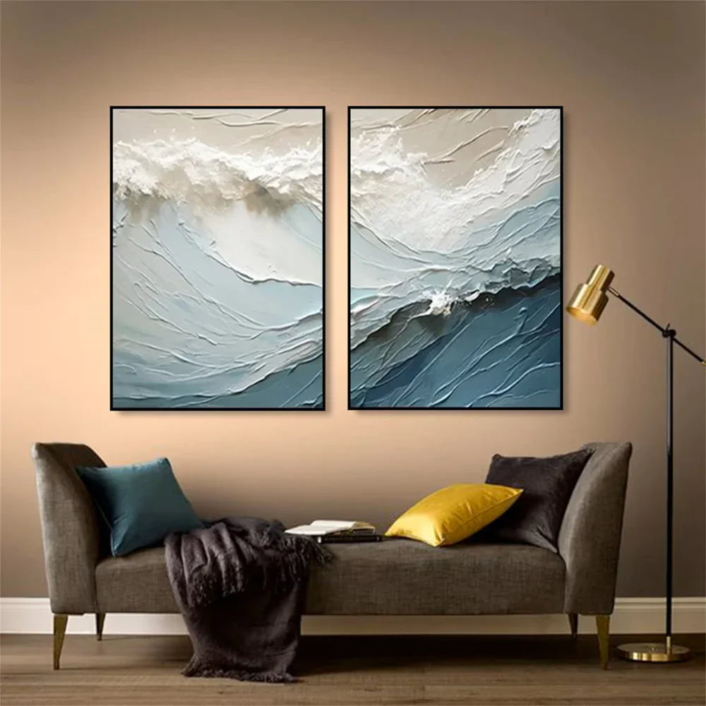 Ocean Textured Painting Canvas Set of 2 #OS022