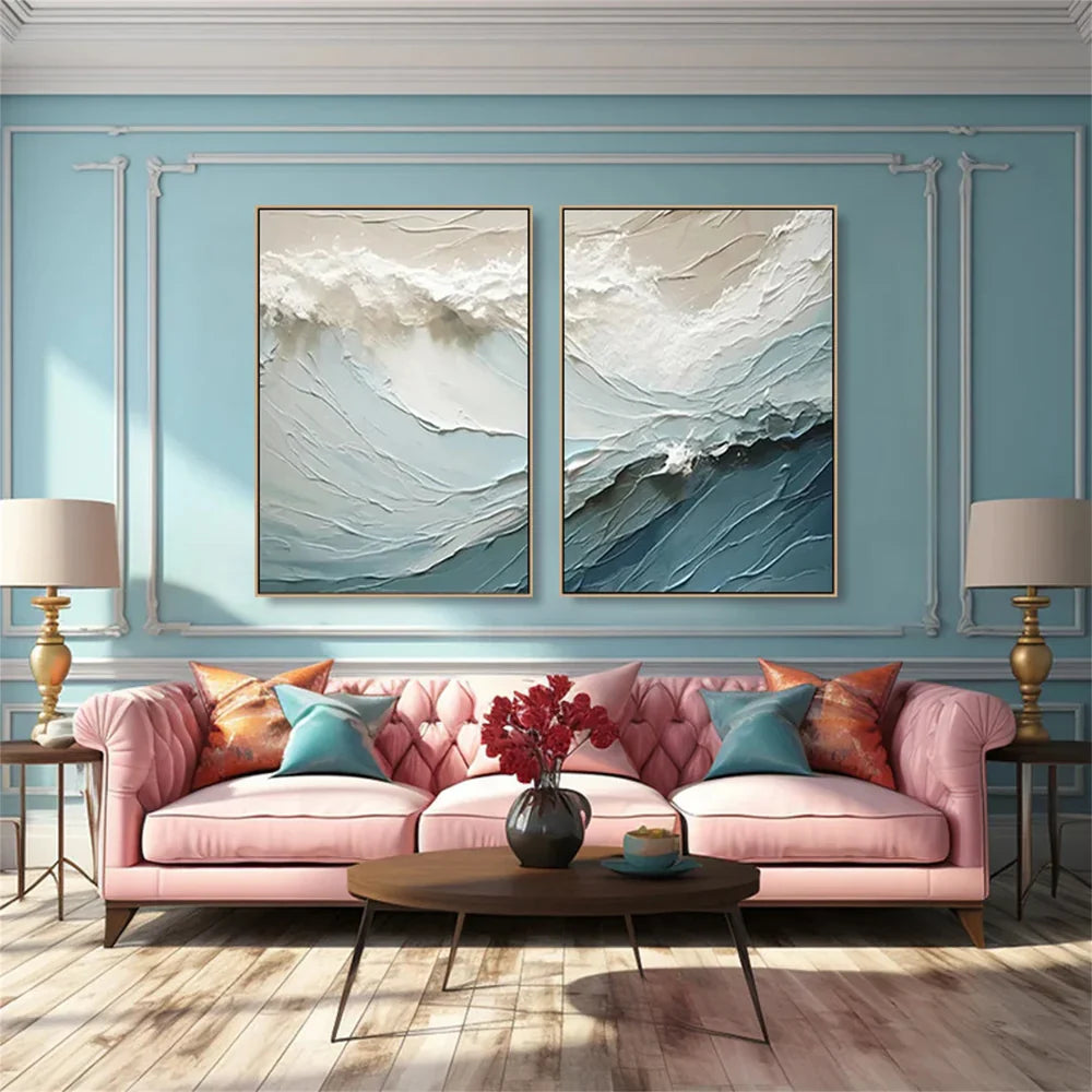 Ocean Textured Painting Canvas Set of 2 #OS022
