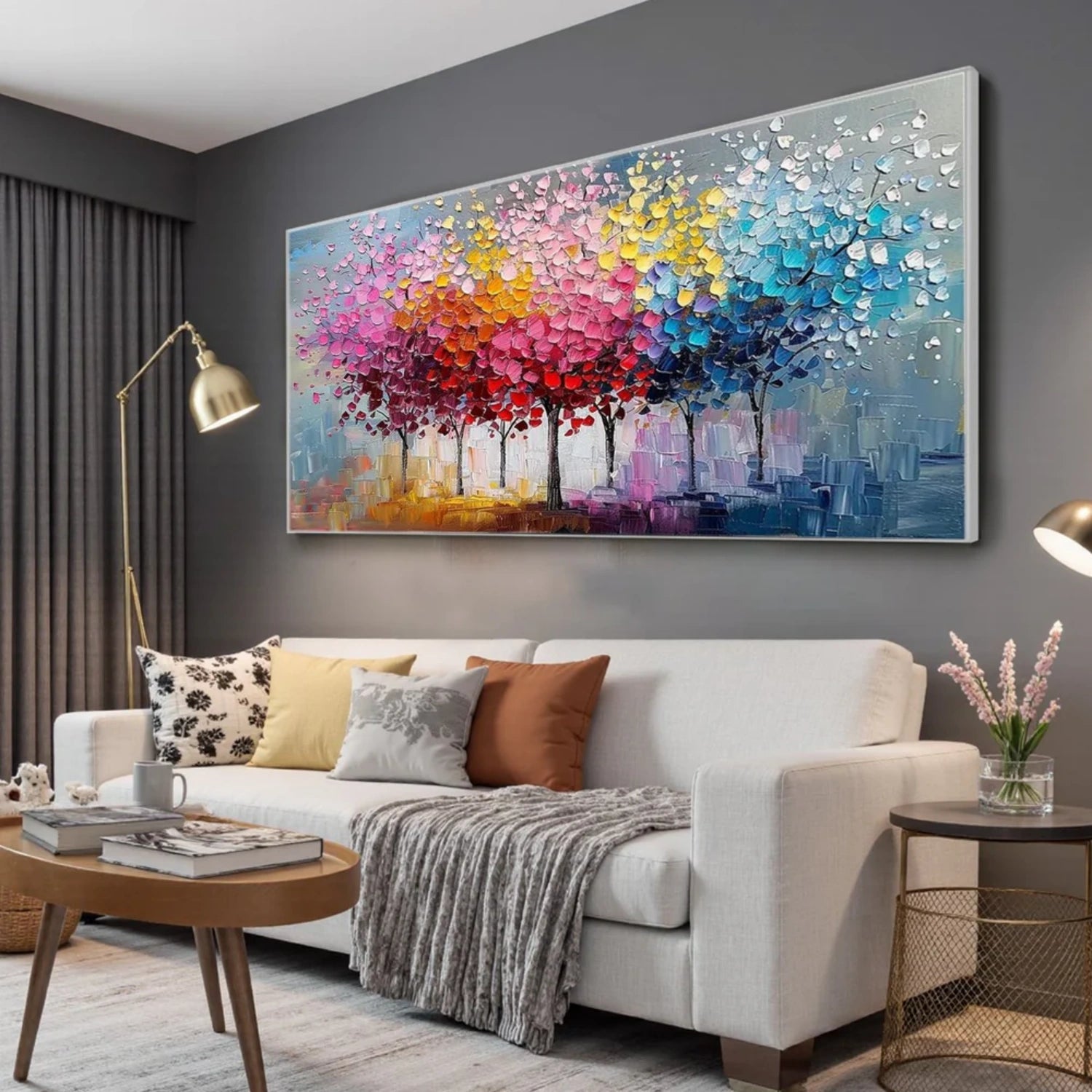 Colorful Tree Textured Painting Canvas #TP020