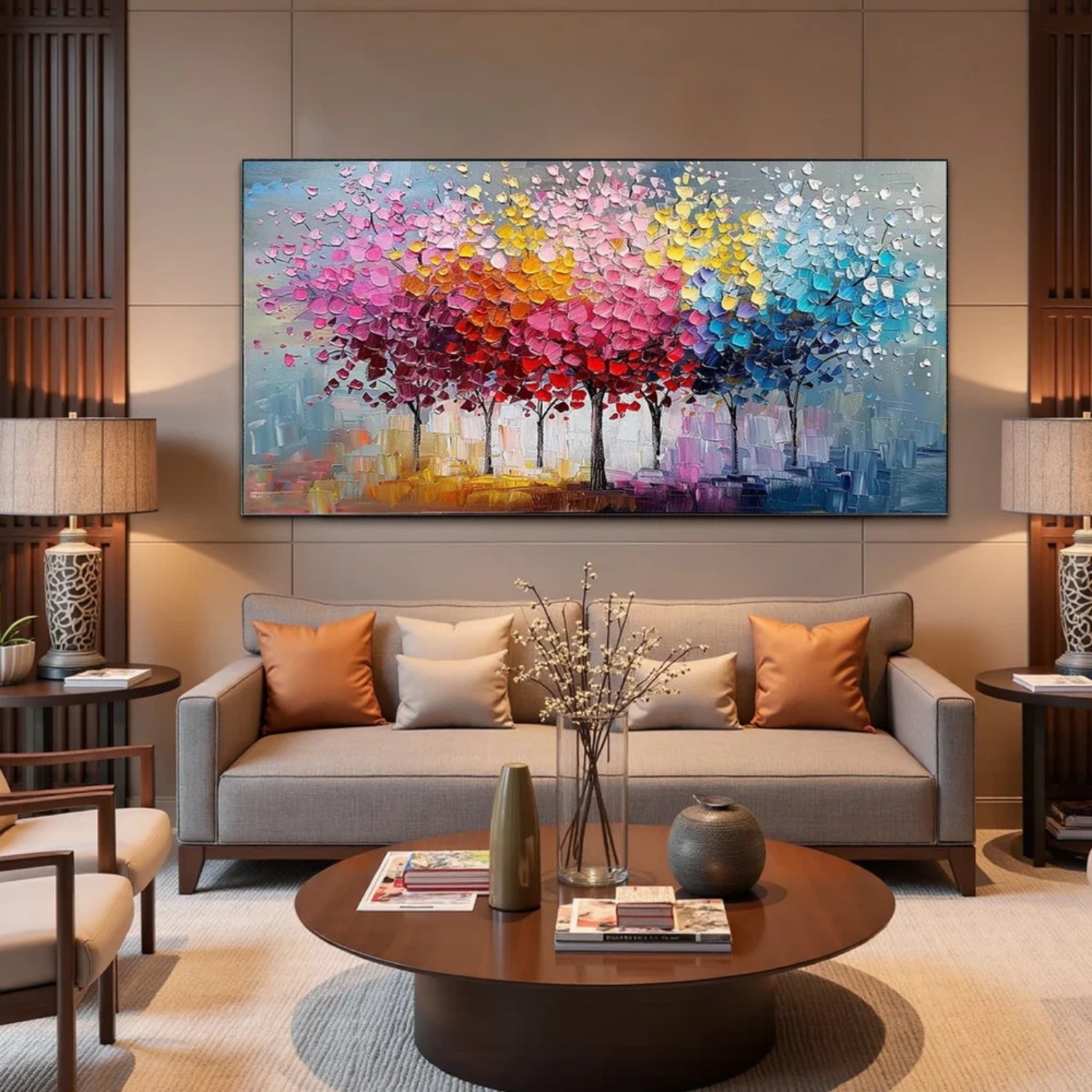 Colorful Tree Textured Painting Canvas #TP020