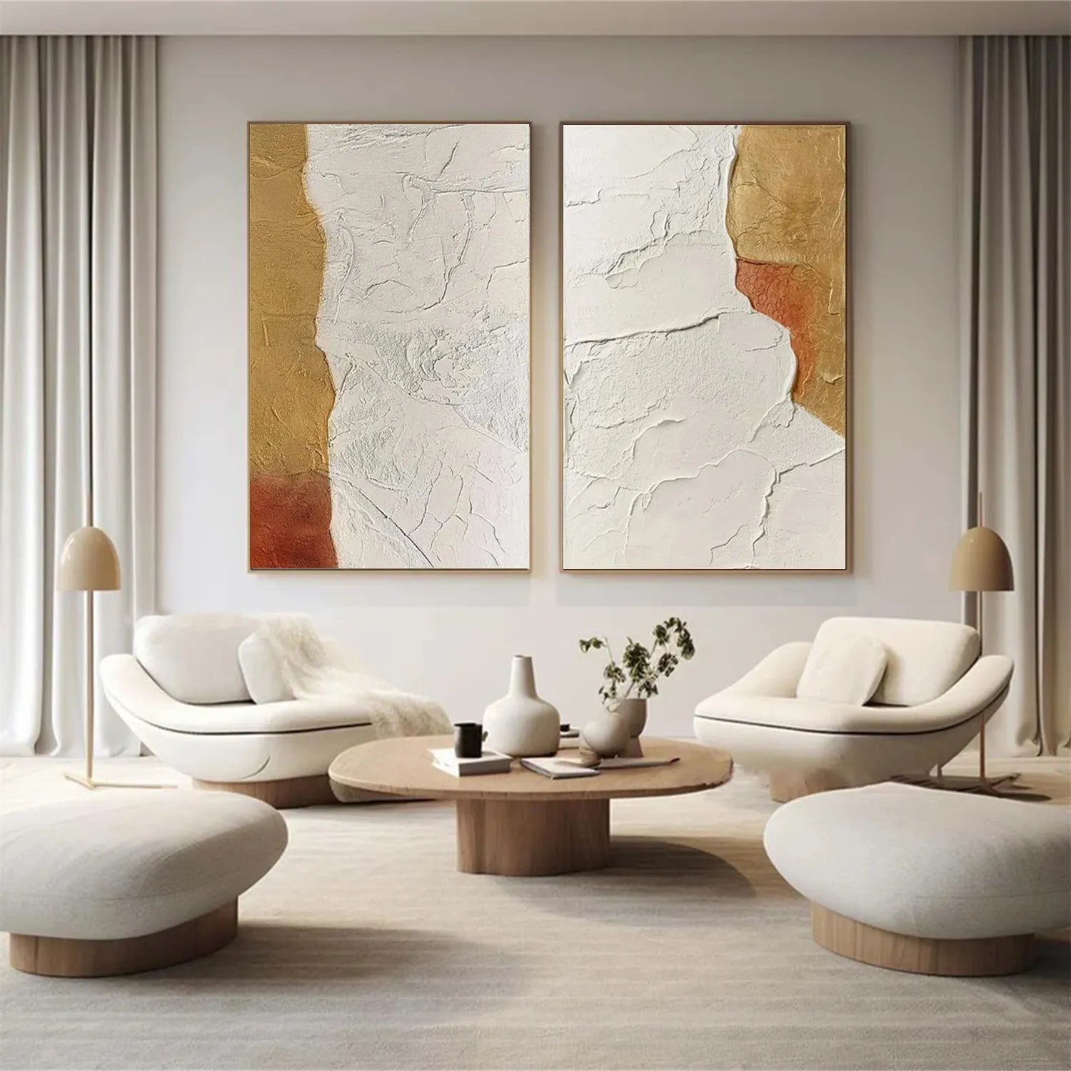 Minimalist Textured Painting Canvas Set of 2 #MT010