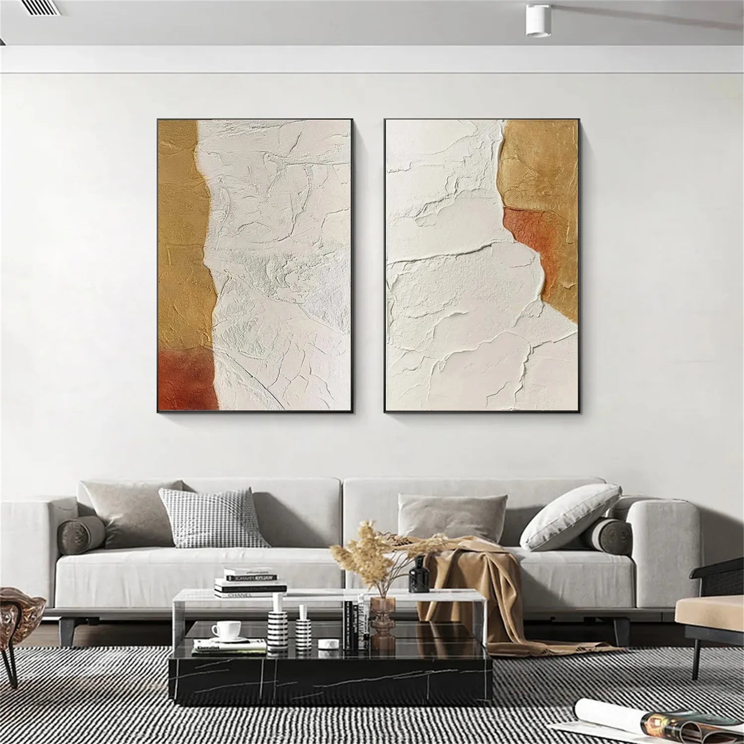 Minimalist Textured Painting Canvas Set of 2 #MT010