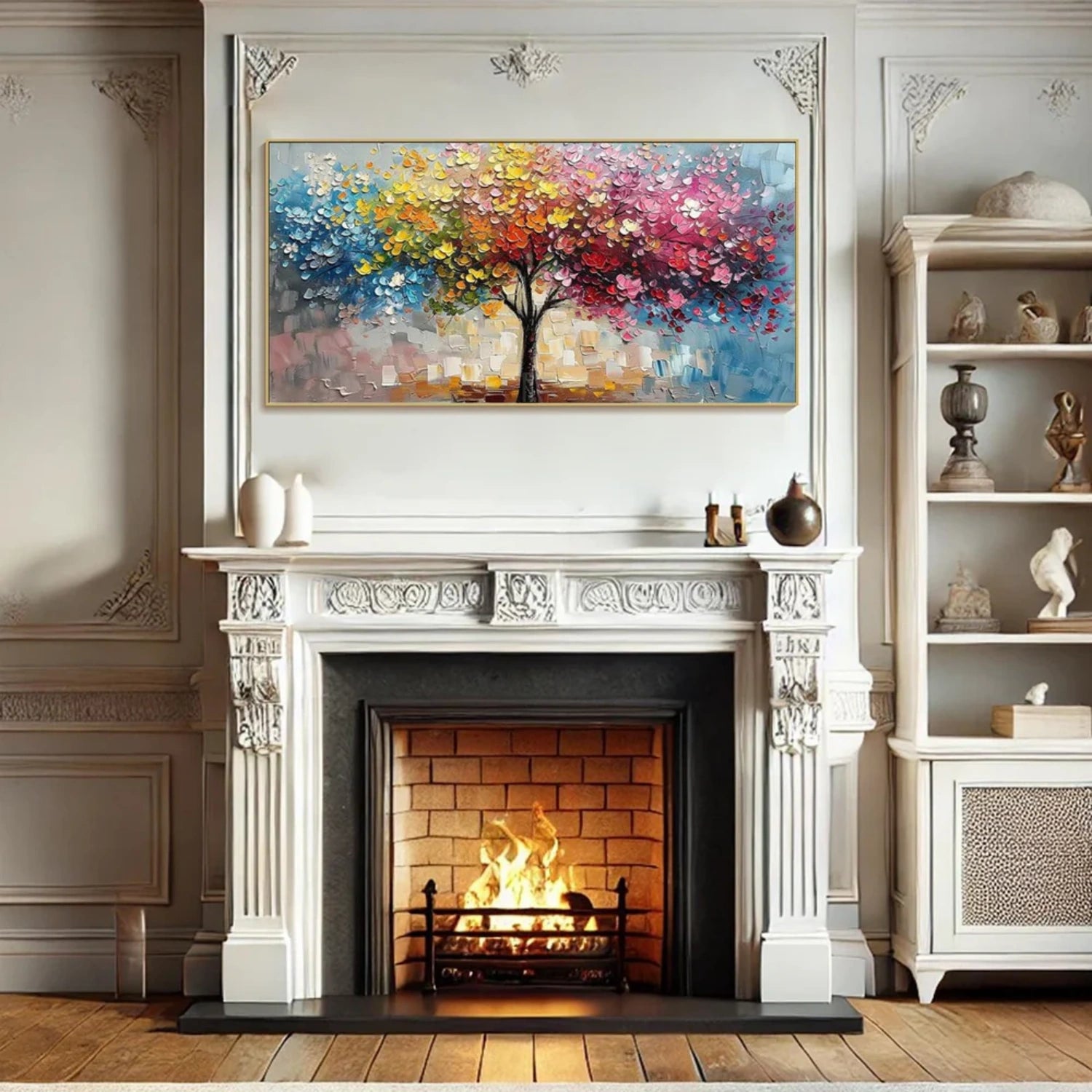 Colorful Tree Textured Painting Canvas #TP021