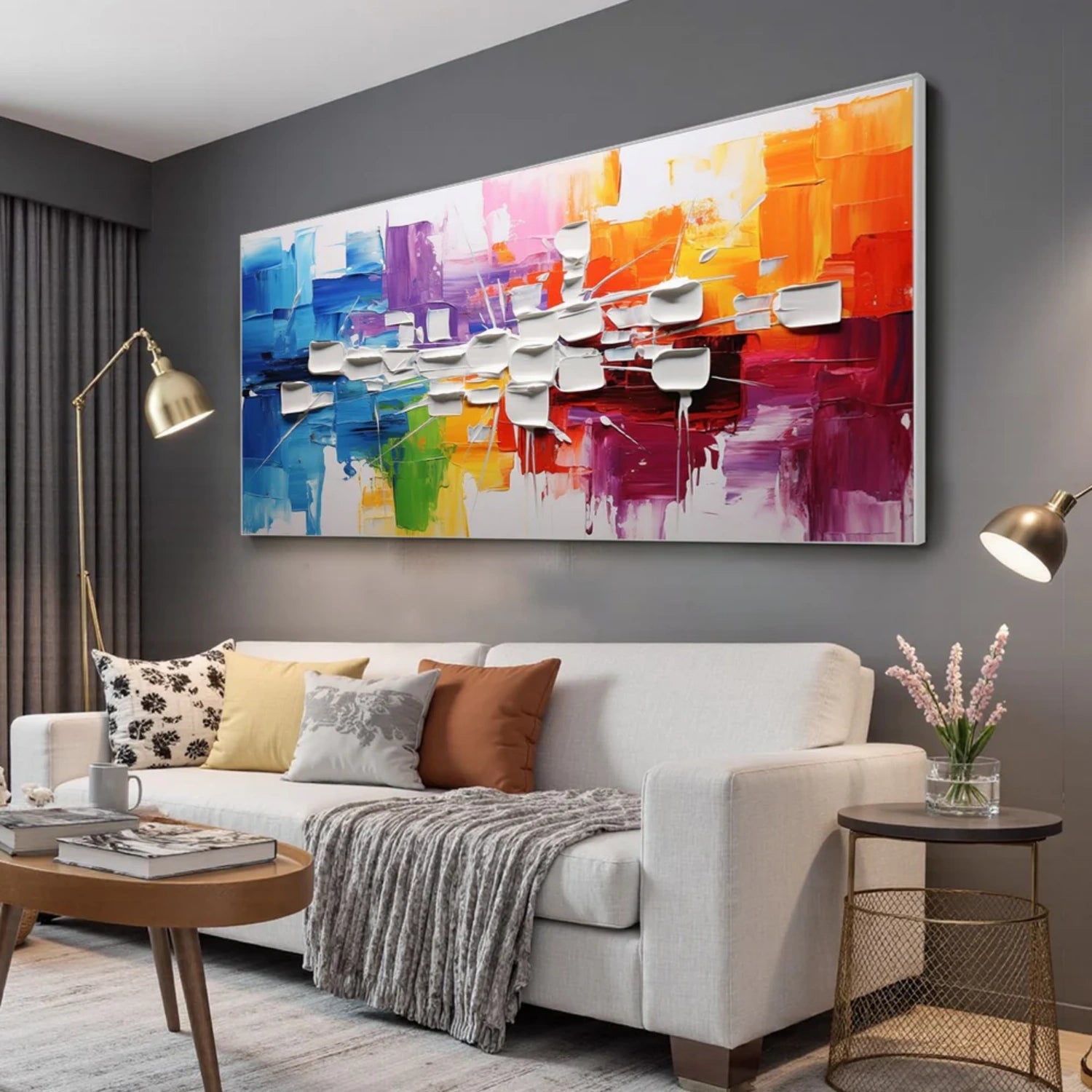 Colorful Abstract Textured Painting Canvas #AT100