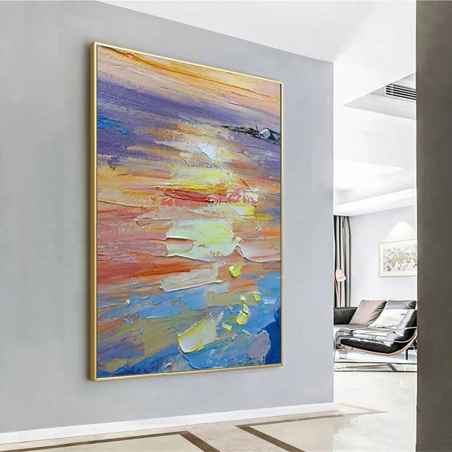 Colorful Ocean Textured Painting Canvas #OP004