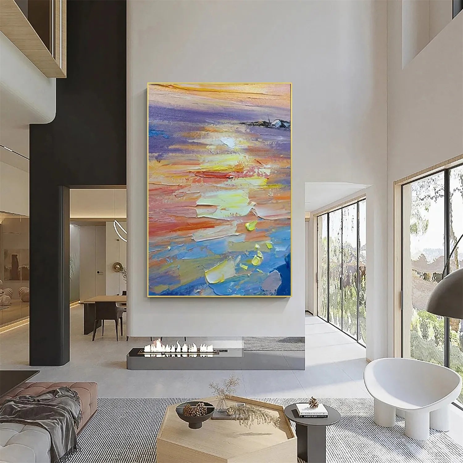 Colorful Ocean Textured Painting Canvas #OP004