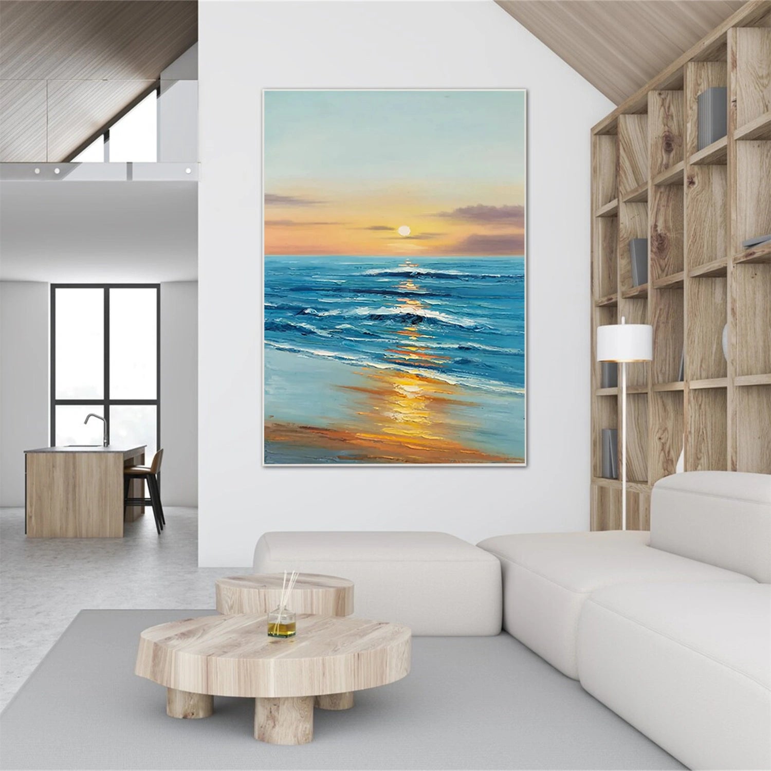 Colorful Ocean And Sky Textured Painting Canvas #OS004