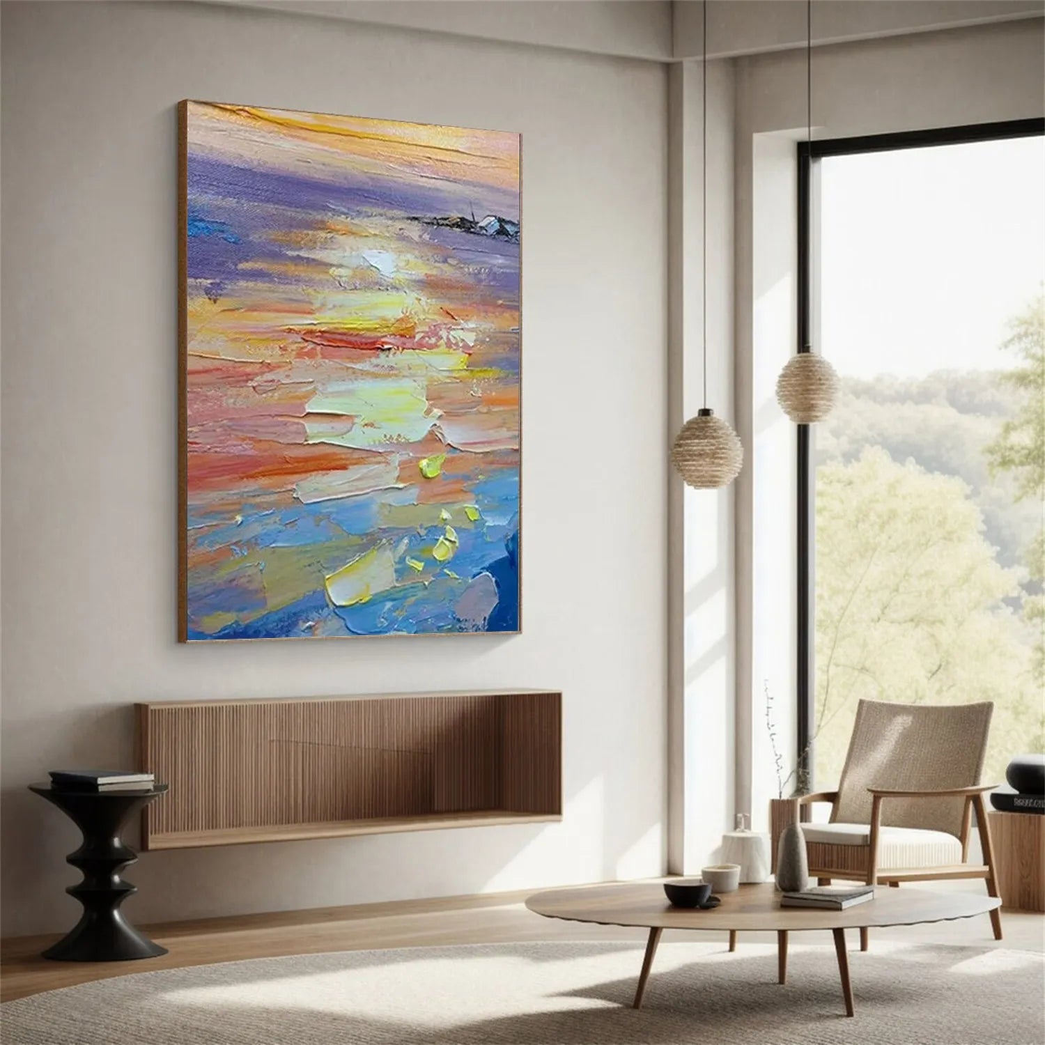 Colorful Ocean Textured Painting Canvas #OP004