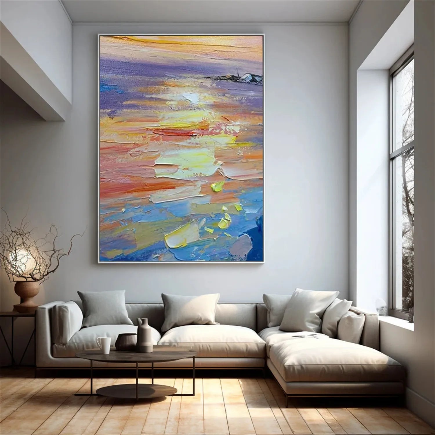 Colorful Ocean Textured Painting Canvas #OP004
