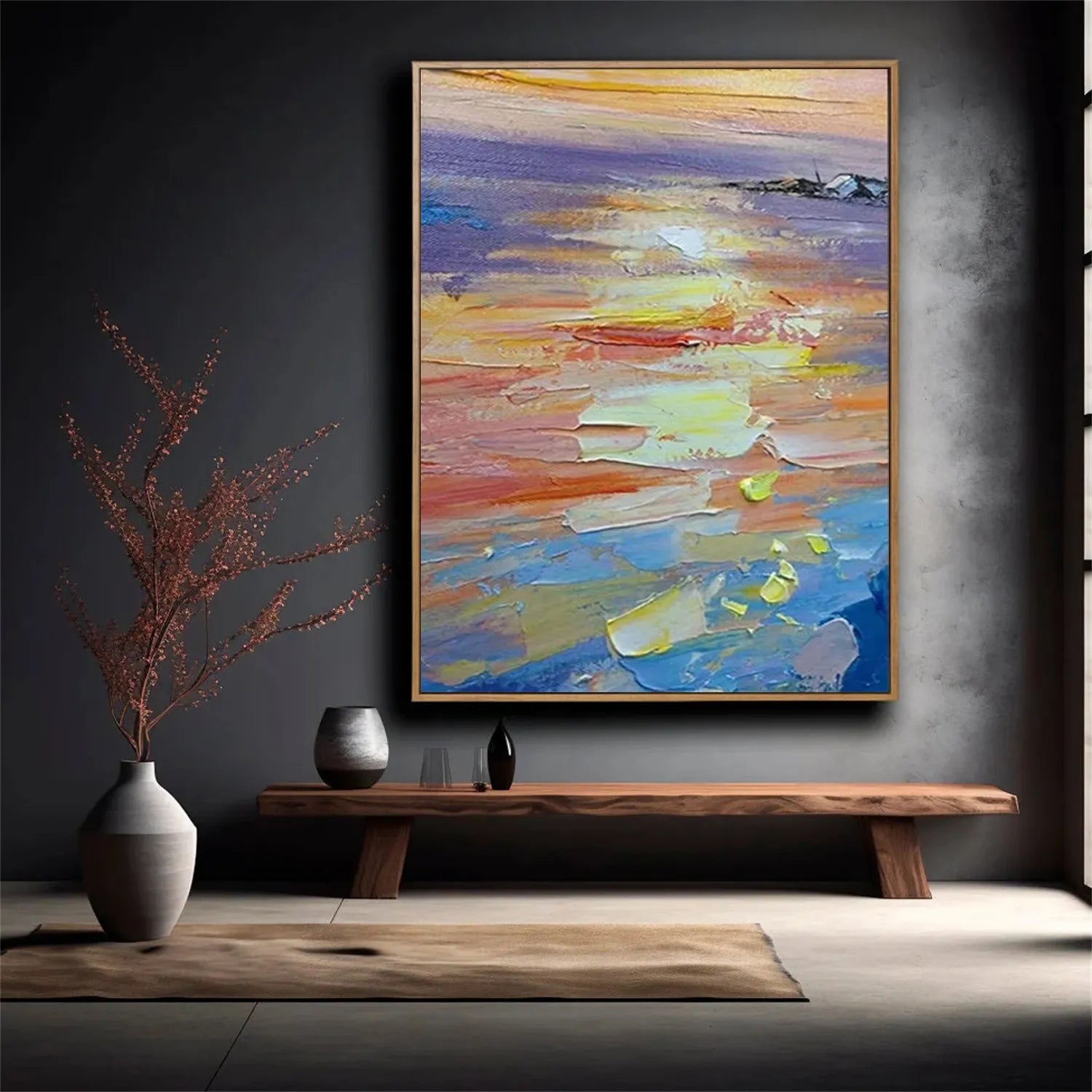 Colorful Ocean Textured Painting Canvas #OP004