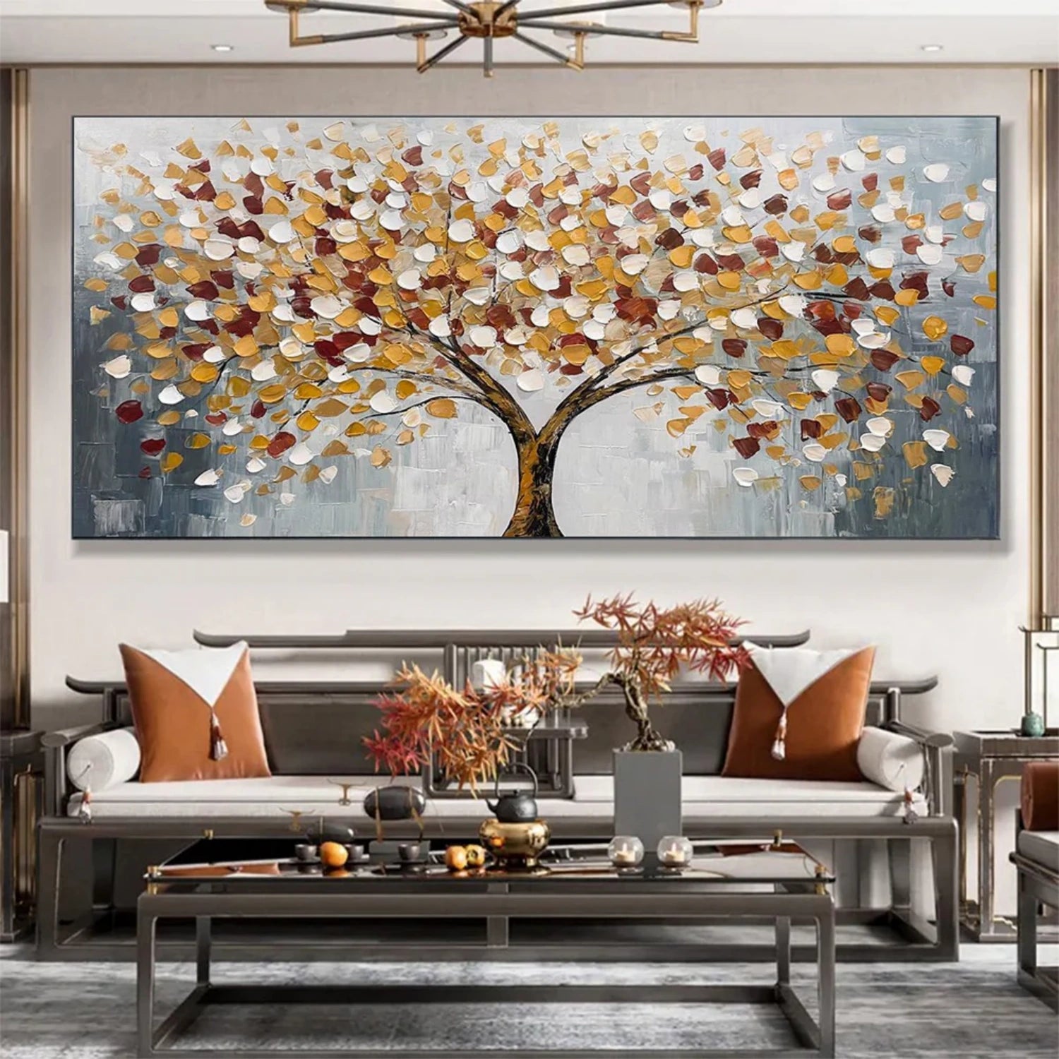 Colorful  Tree Textured Painting Canvas #TP023