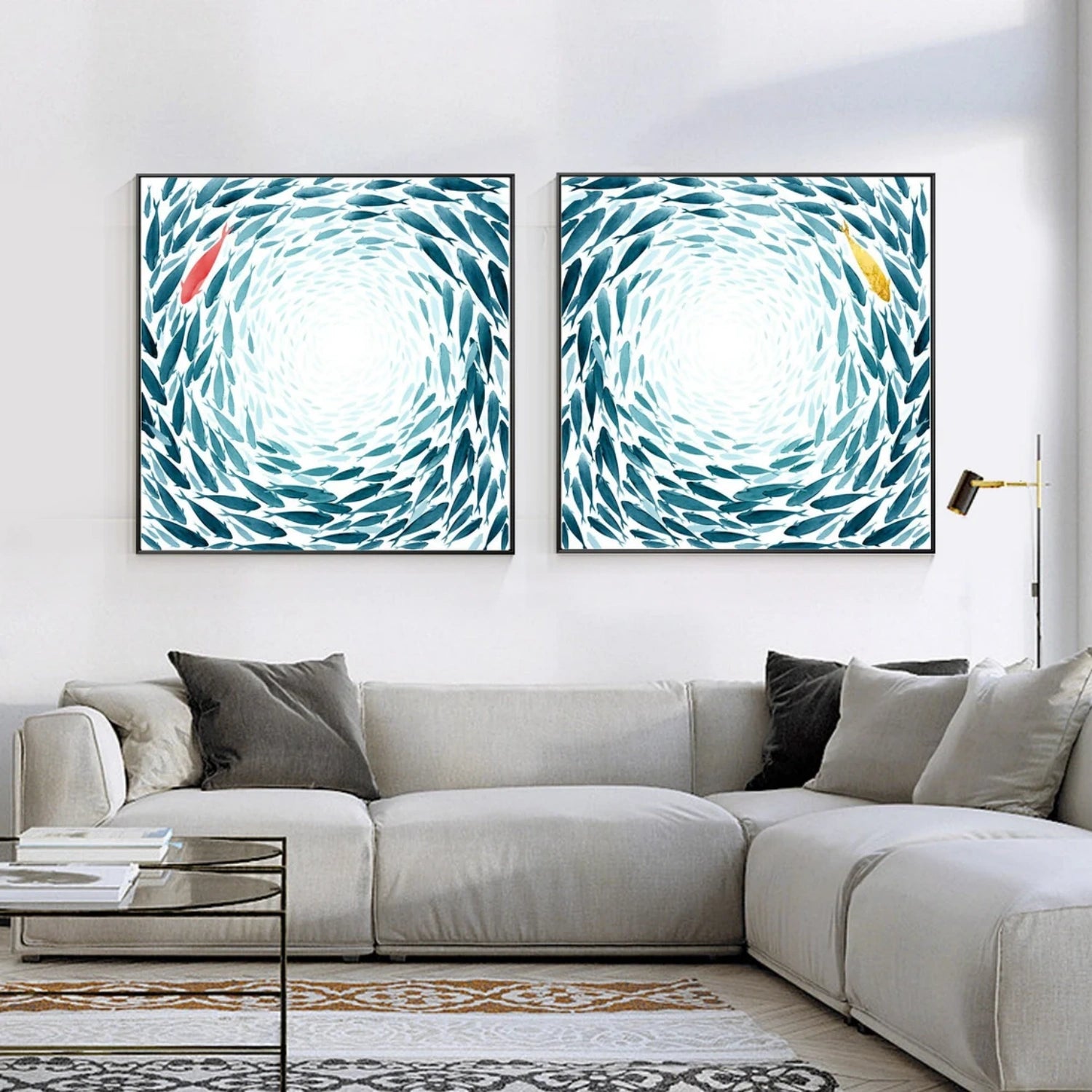 Abstract Animal Fish Wall Art Set of 2 #AC045