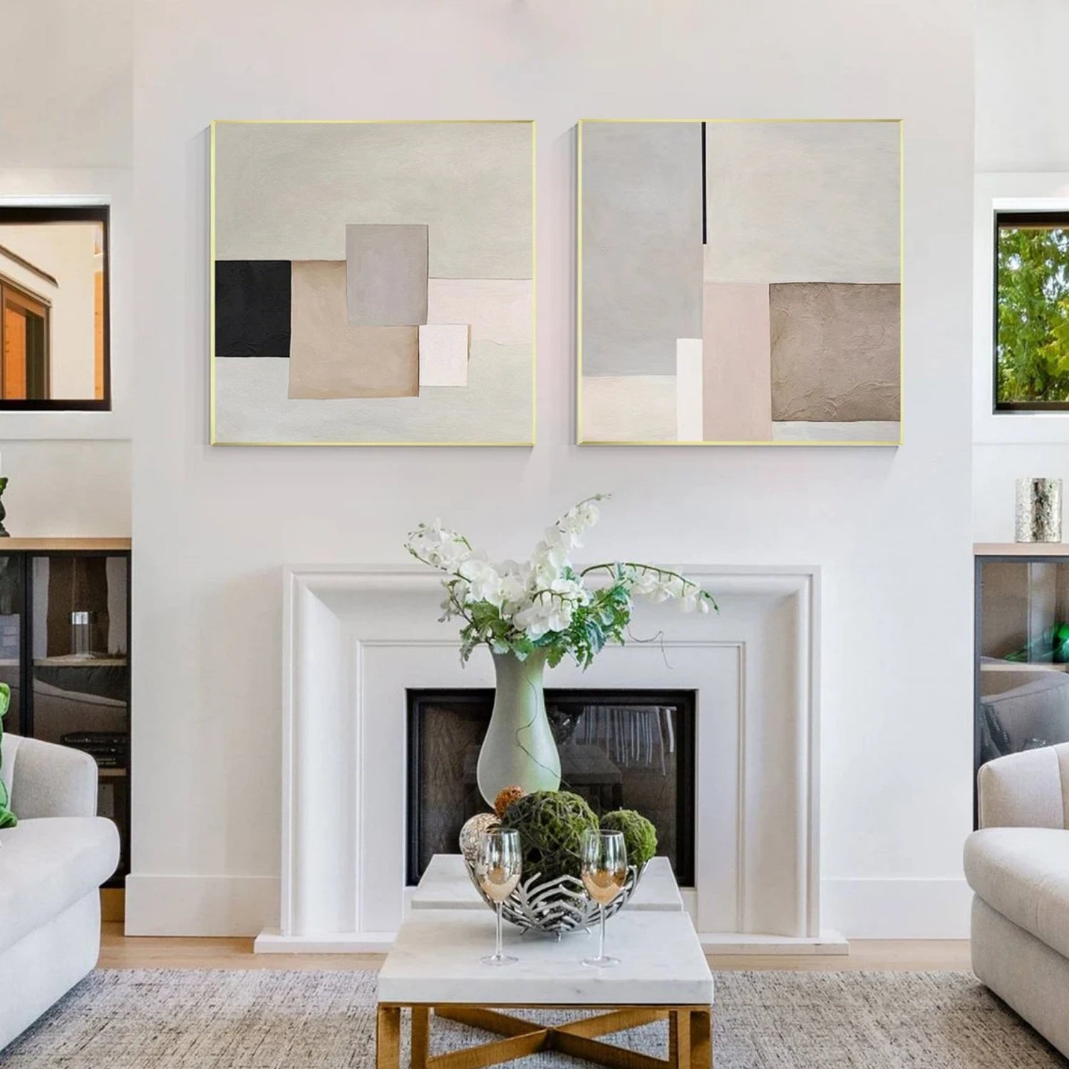 Abstract Canvas Wall Art Set of 2 #AP247