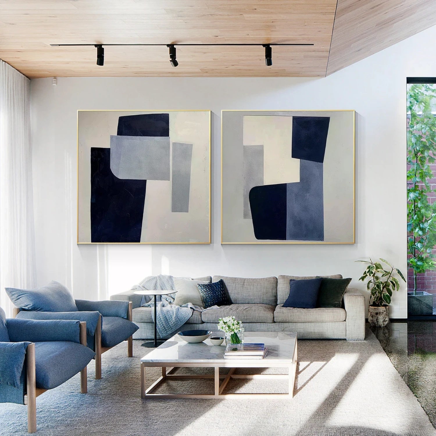 Abstract Canvas Wall Art Set of 2 #AP243