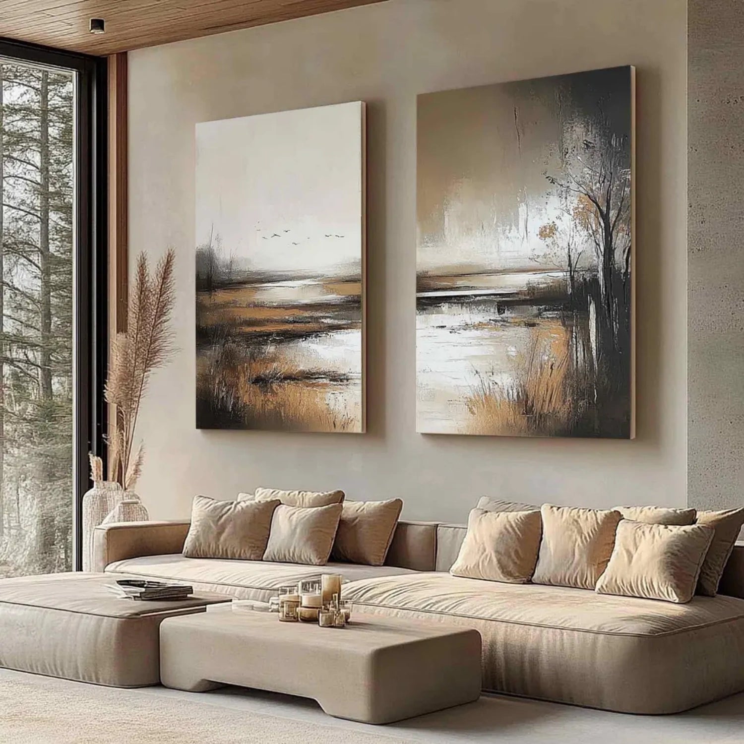 Abstract Canvas Wall Art Set of 2 #AP227