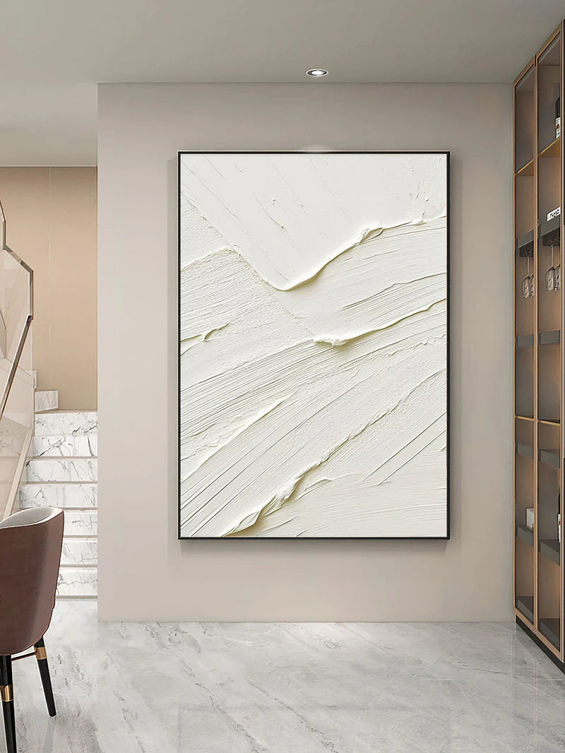 White Minimalist Textured Canvas #MT099