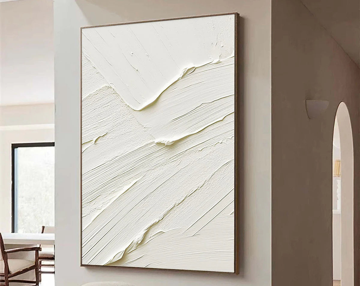 White Minimalist Textured Canvas #MT099