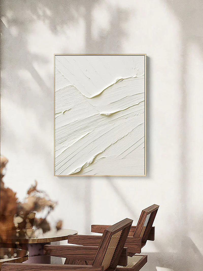 White Minimalist Textured Canvas #MT099