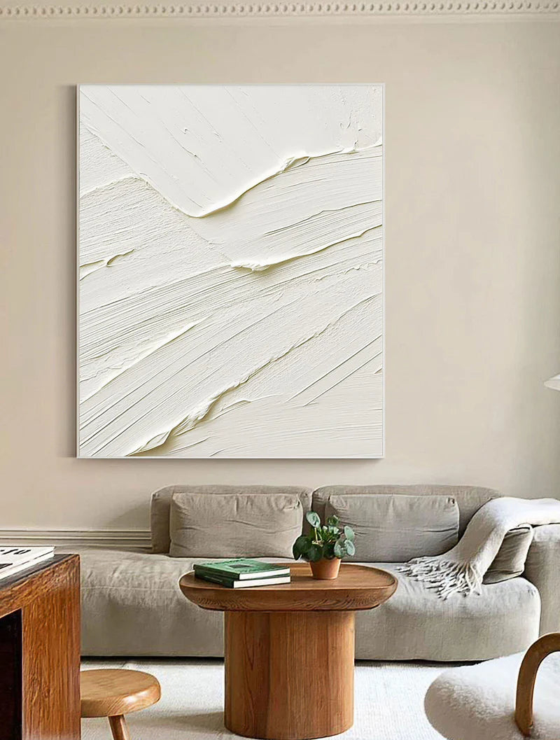 White Minimalist Textured Canvas #MT099