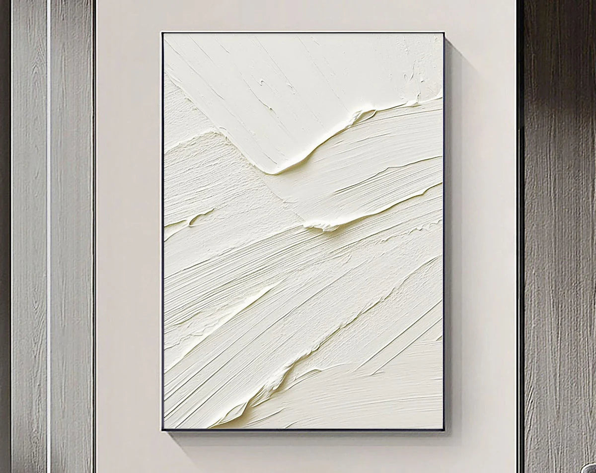 White Minimalist Textured Canvas #MT099