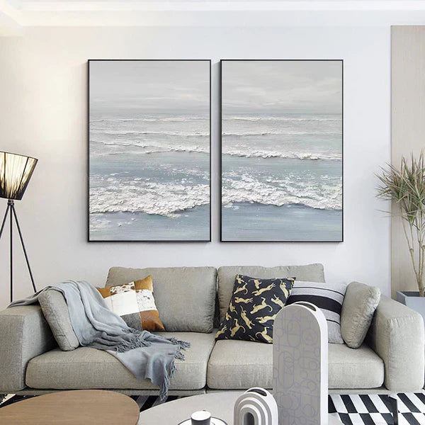 Ocean Textured Painting Canvas Set of 2 #OP002
