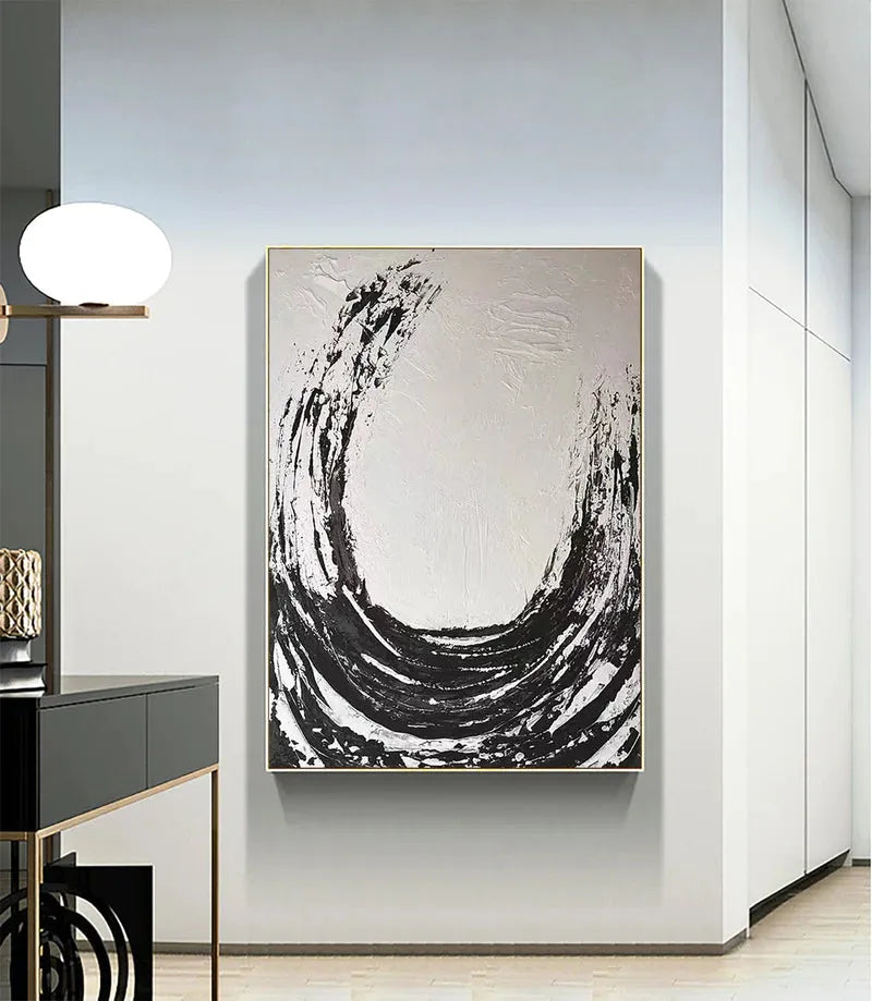 White and Black Minimalist Textured Canvas #MT053