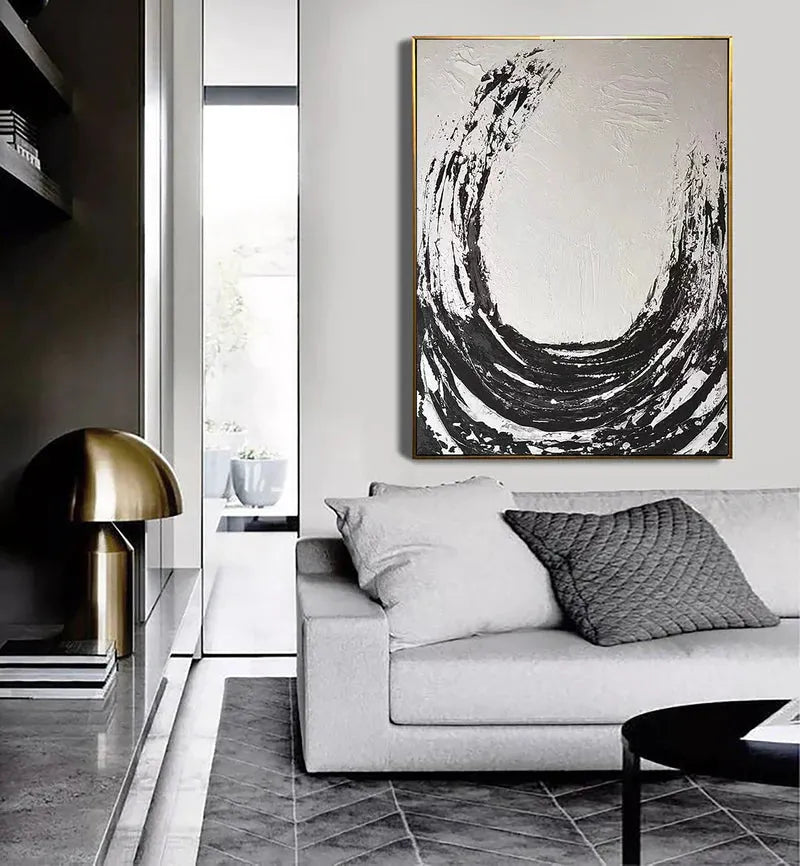 White and Black Minimalist Textured Canvas #MT053