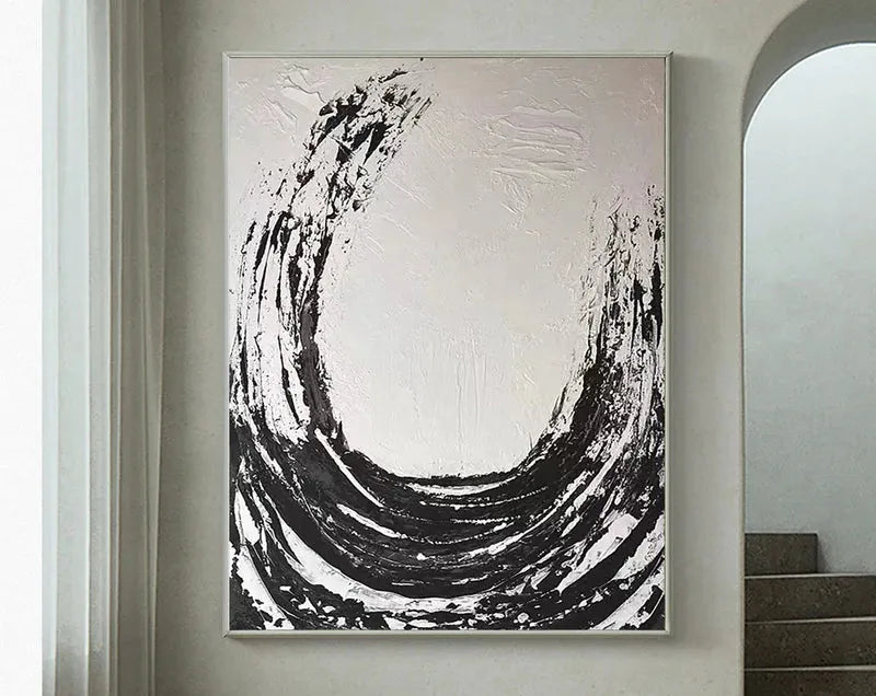 White and Black Minimalist Textured Canvas #MT053