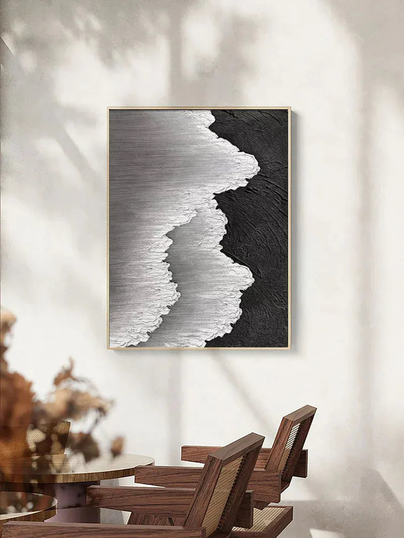 White and Black Minimalist Textured Canvas #MT054