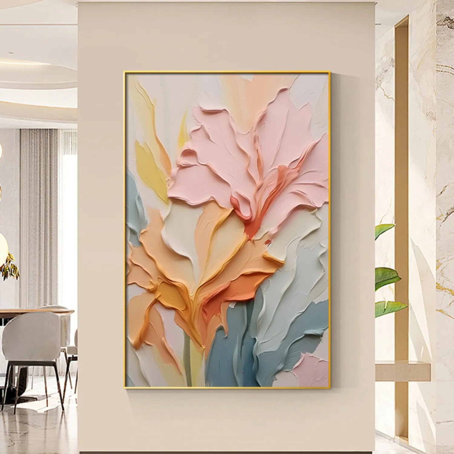 Colorful Flower Textured Painting Canvas #FP024