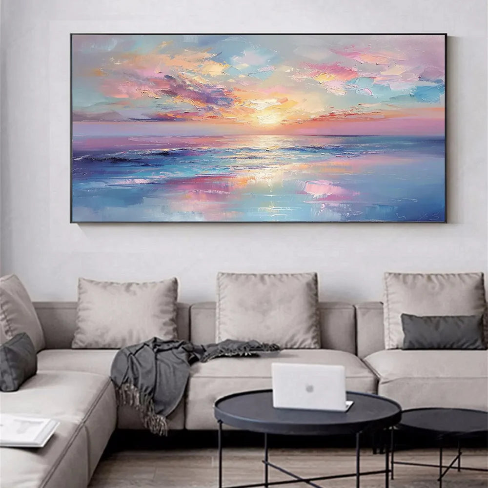 Colorful Ocean And Sky Textured Painting Canvas #OS006