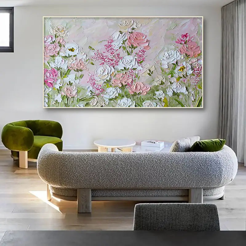 Colorful Flower Textured Painting Canvas #FP002