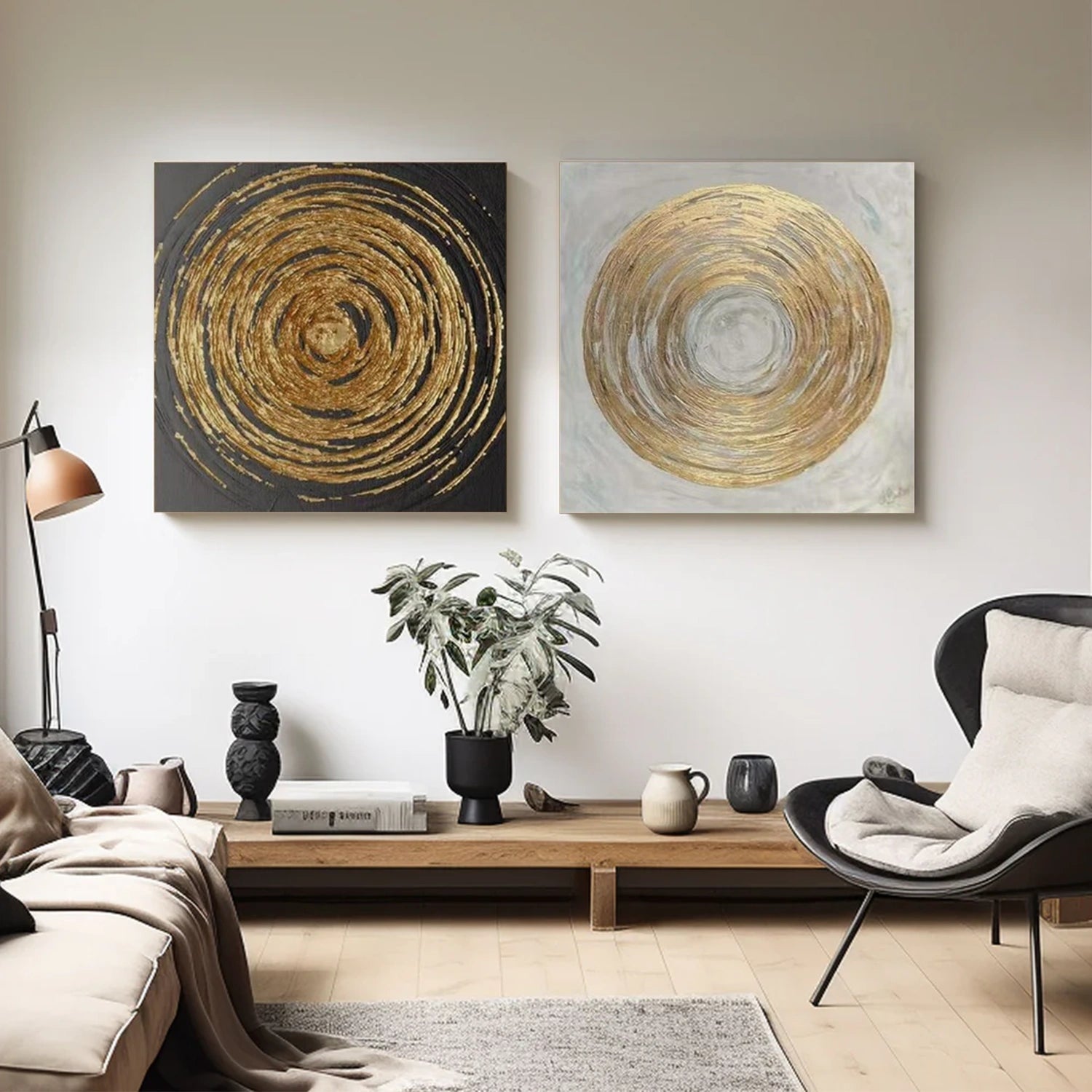 Black and White Minimalist Canvas Art Set of 2 #MT156