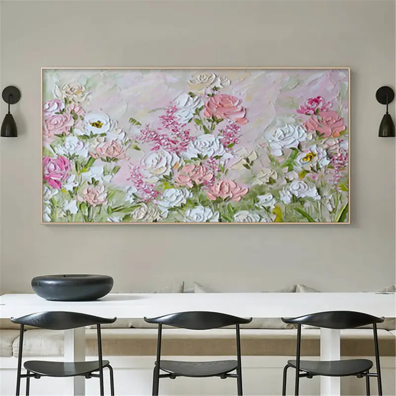 Colorful Flower Textured Painting Canvas #FP002