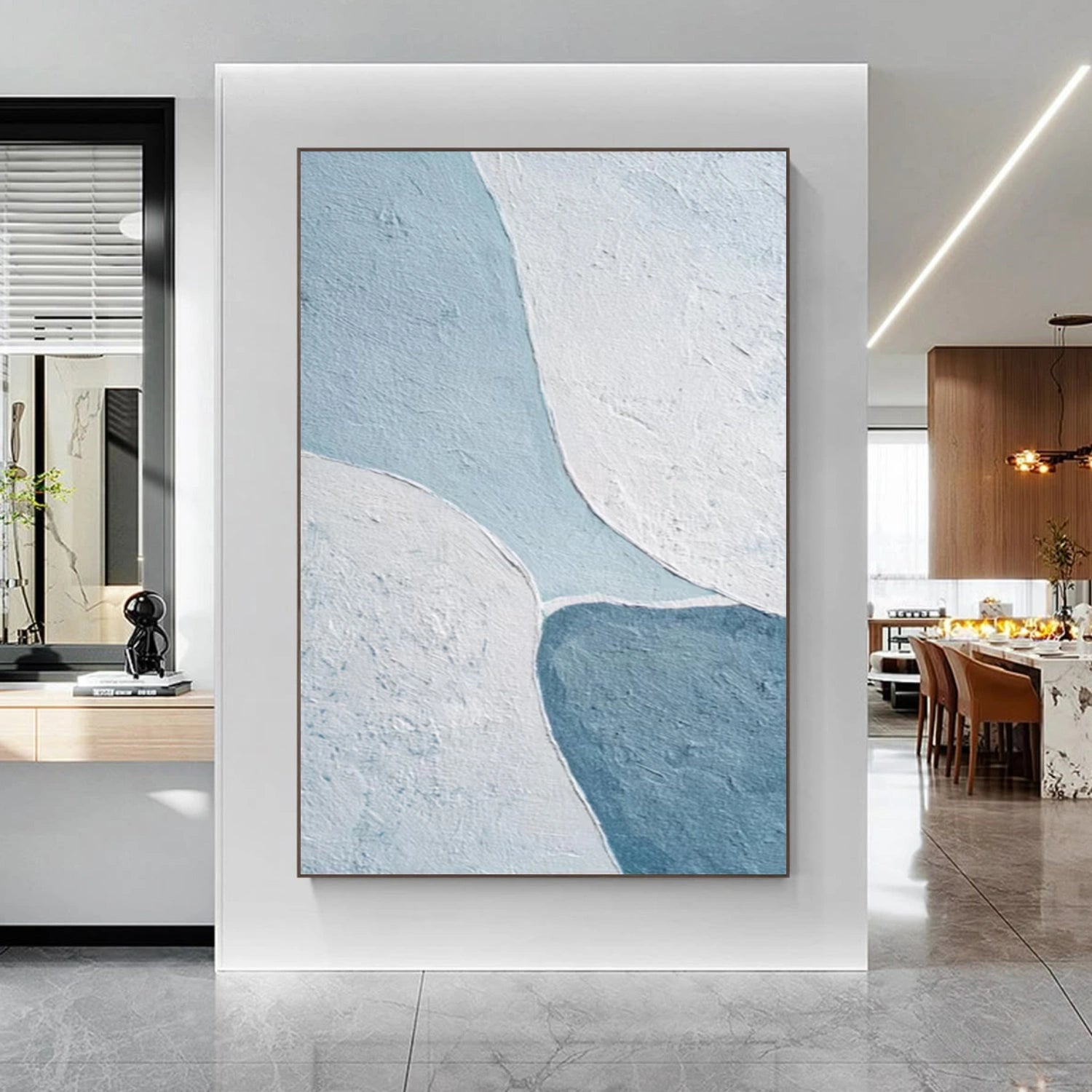 Blue and White Minimalist Canvas Art #MT169