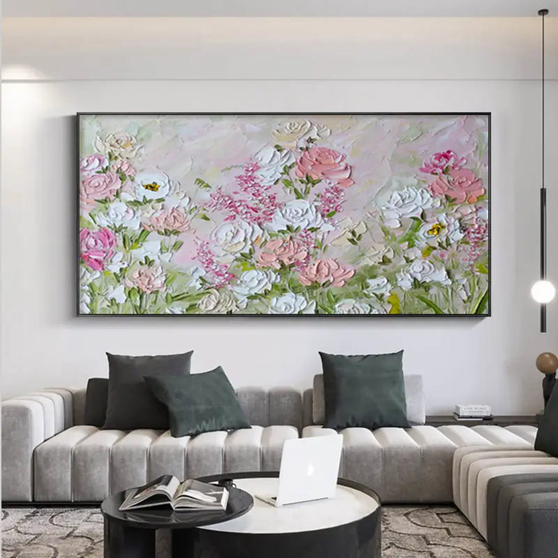 Colorful Flower Textured Painting Canvas #FP002