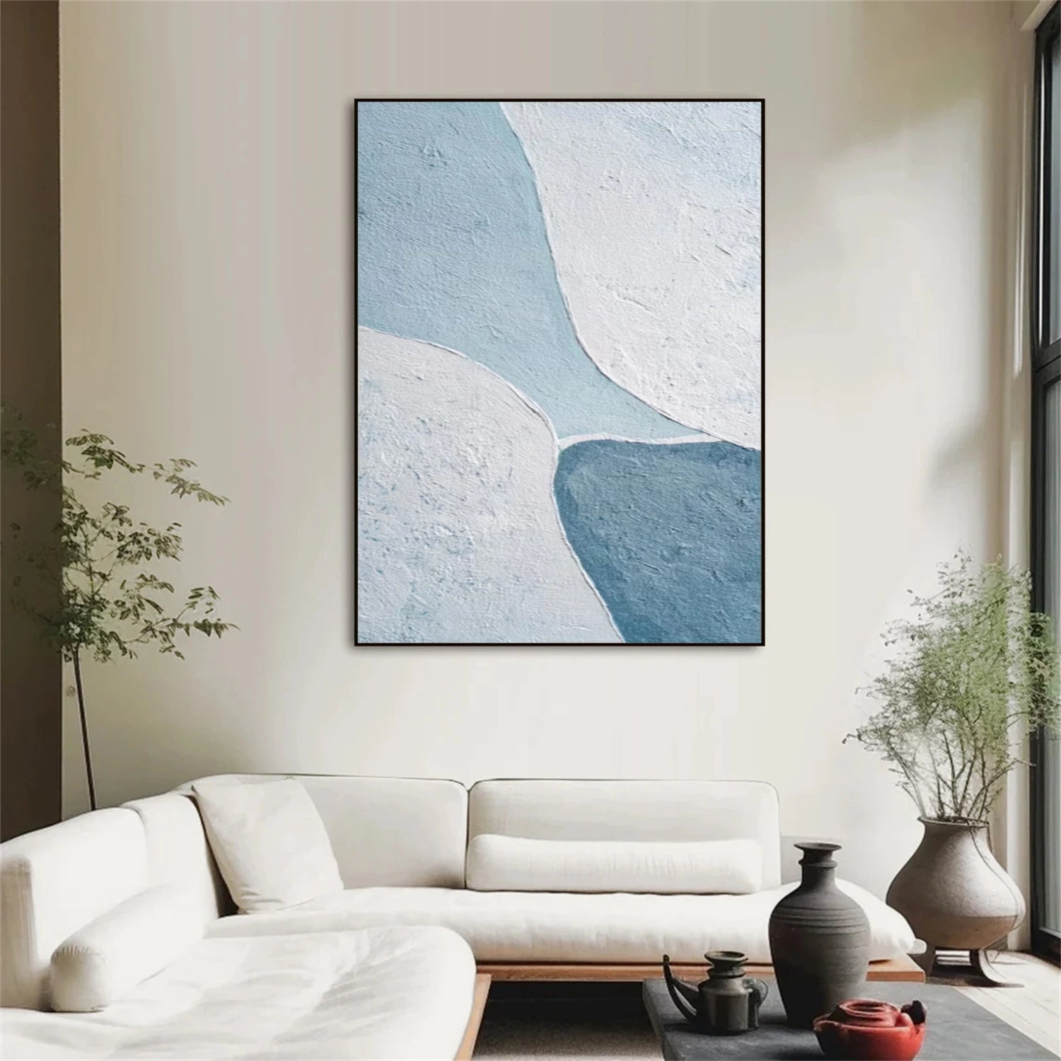 Blue and White Minimalist Canvas Art #MT169