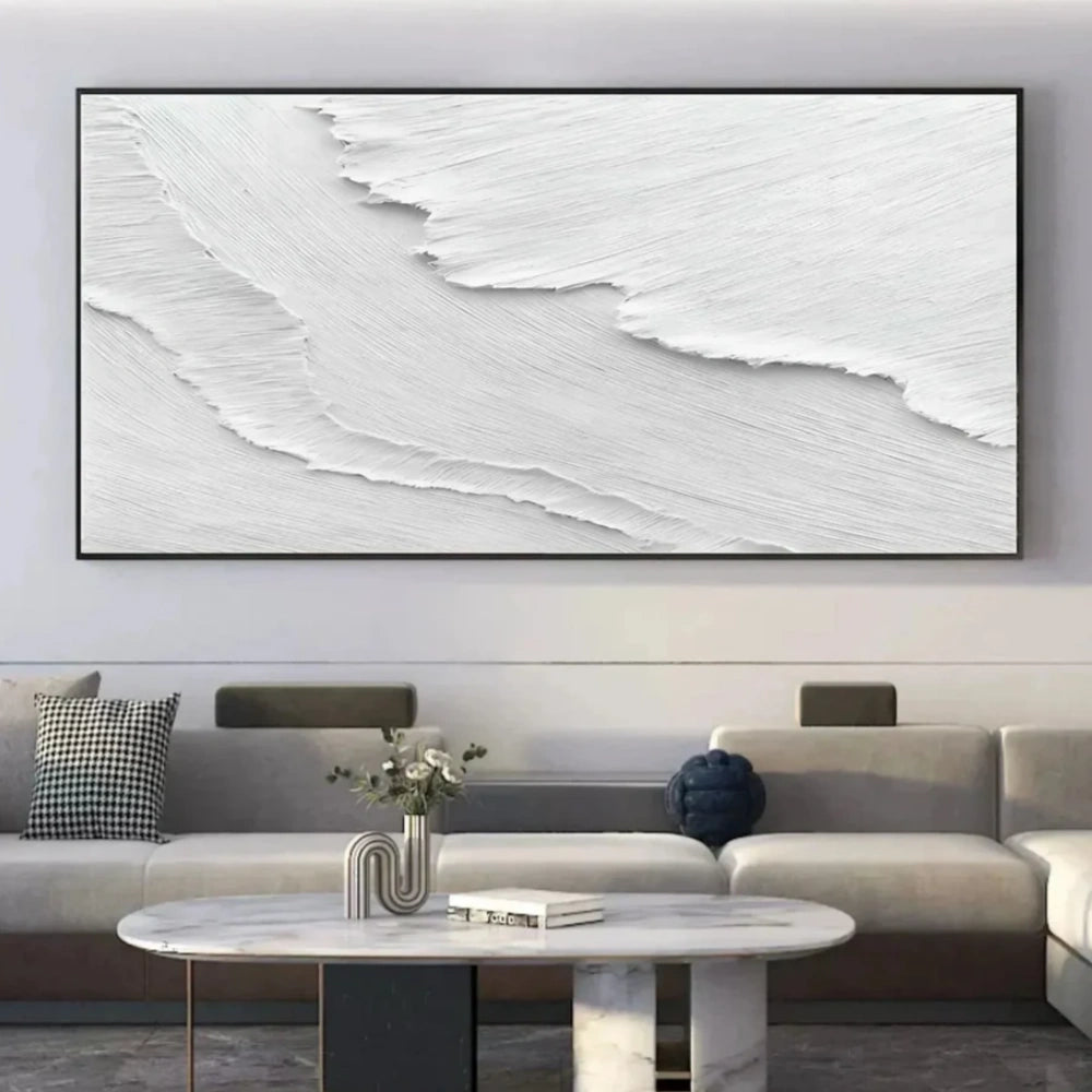 White Minimalist Textured Canvas #MT055