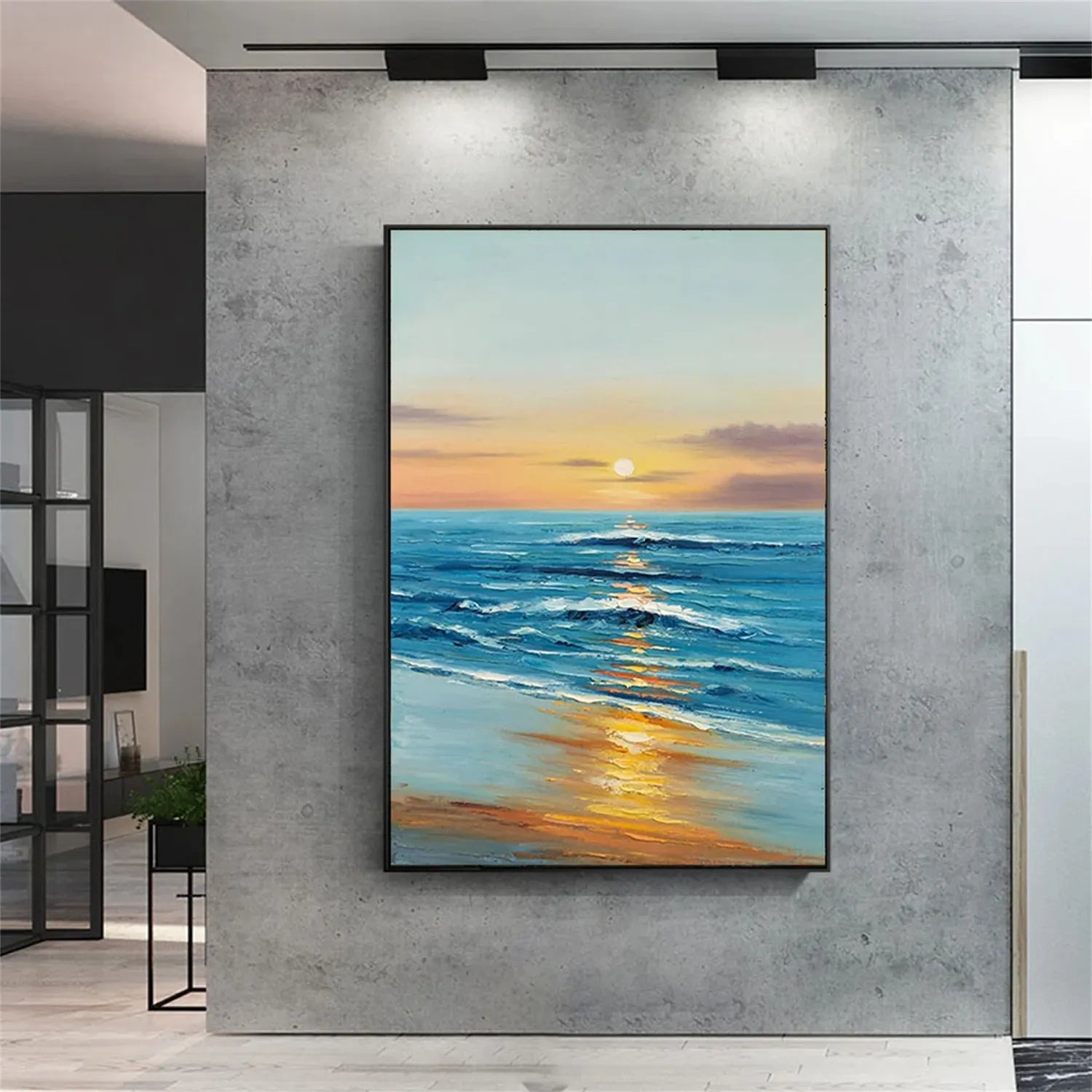 Colorful Ocean And Sky Textured Painting Canvas #OS004