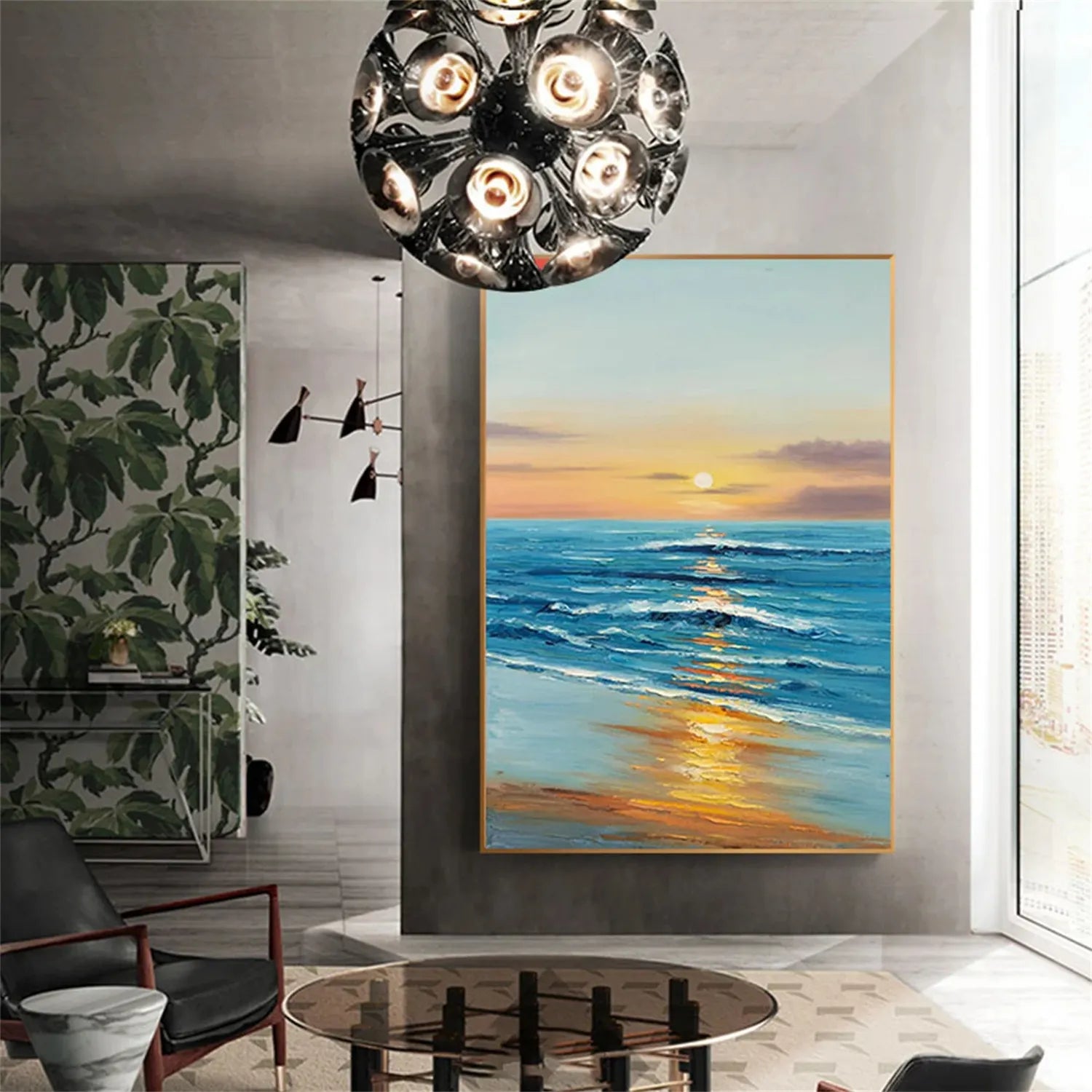 Colorful Ocean And Sky Textured Painting Canvas #OS004