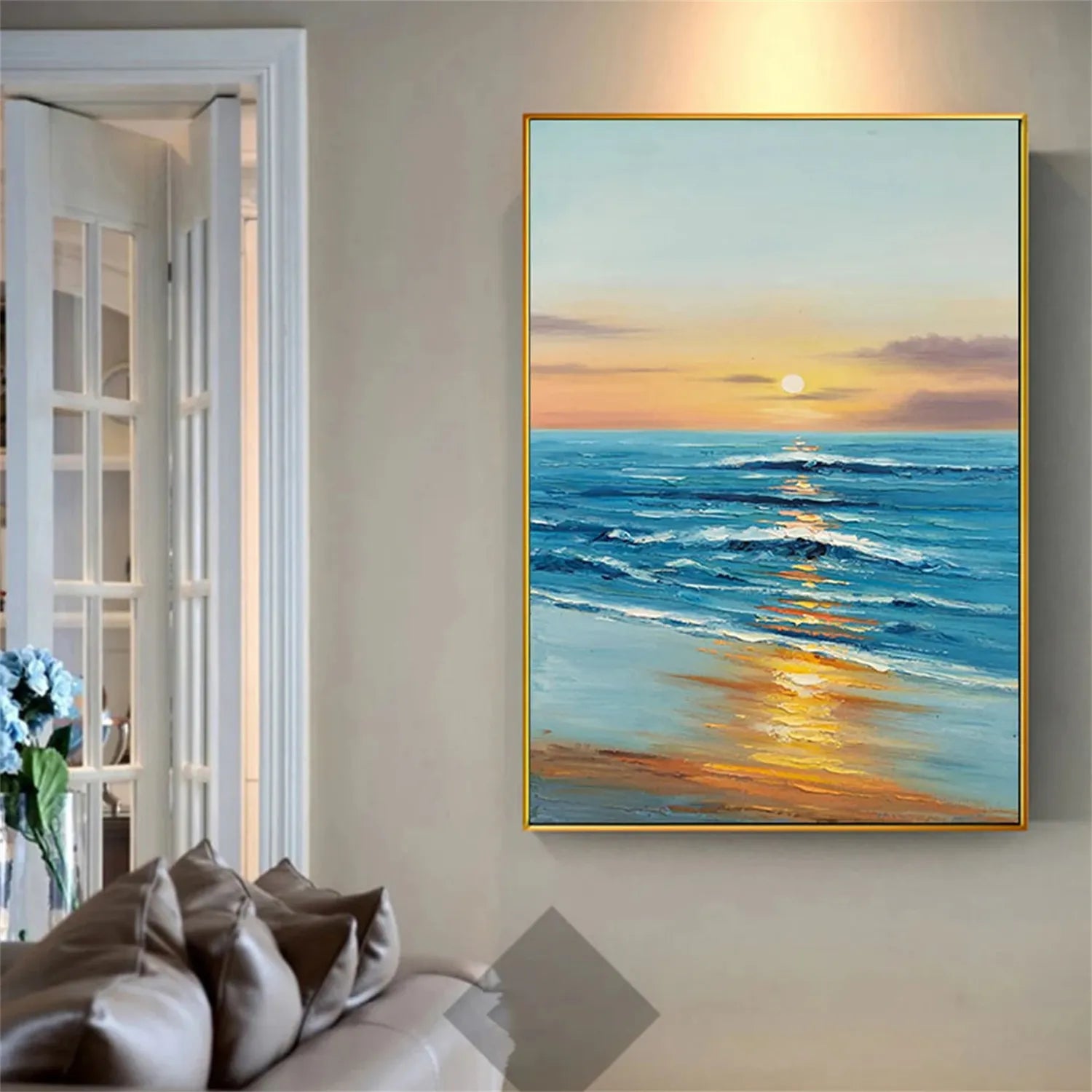 Colorful Ocean And Sky Textured Painting Canvas #OS004