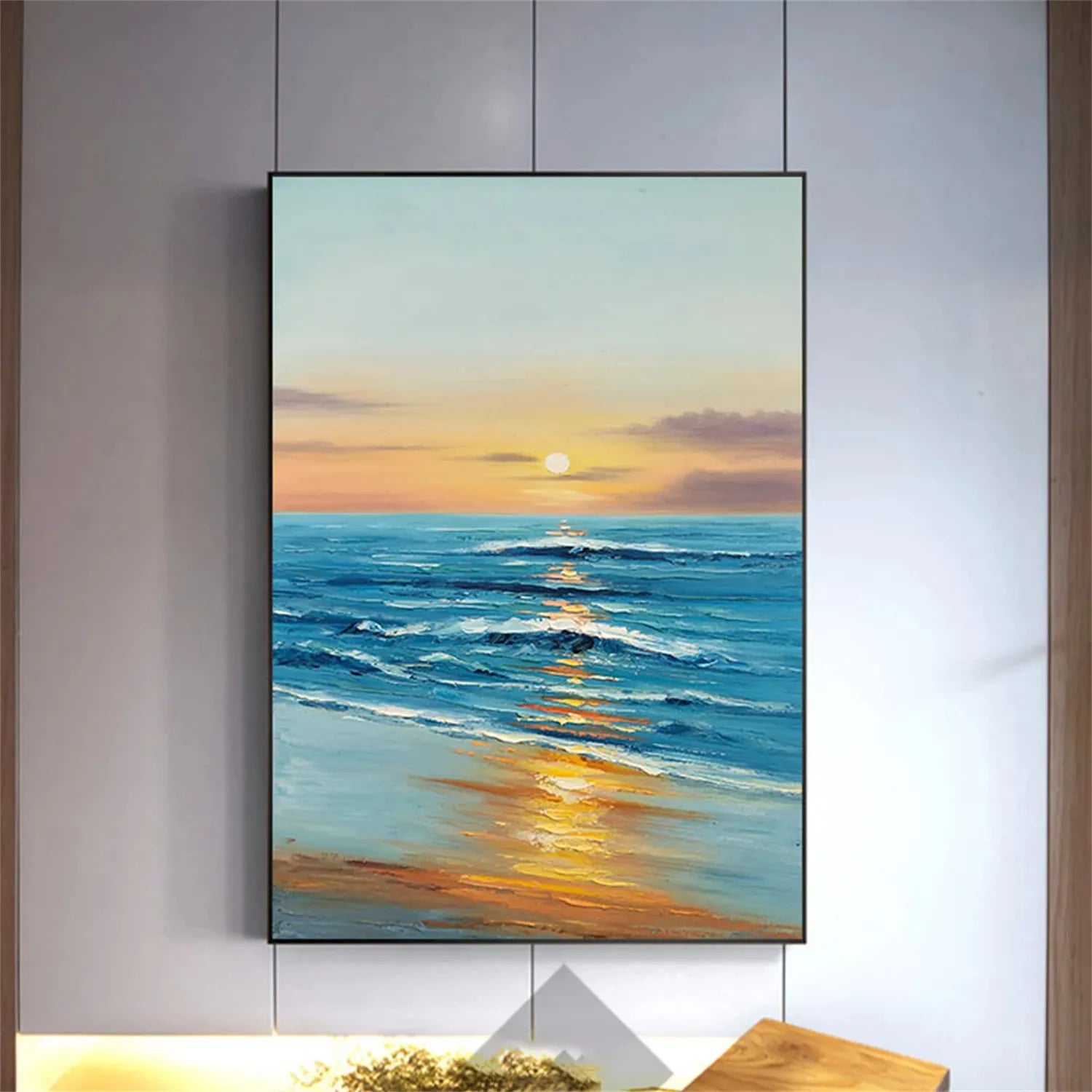 Colorful Ocean And Sky Textured Painting Canvas #OS004