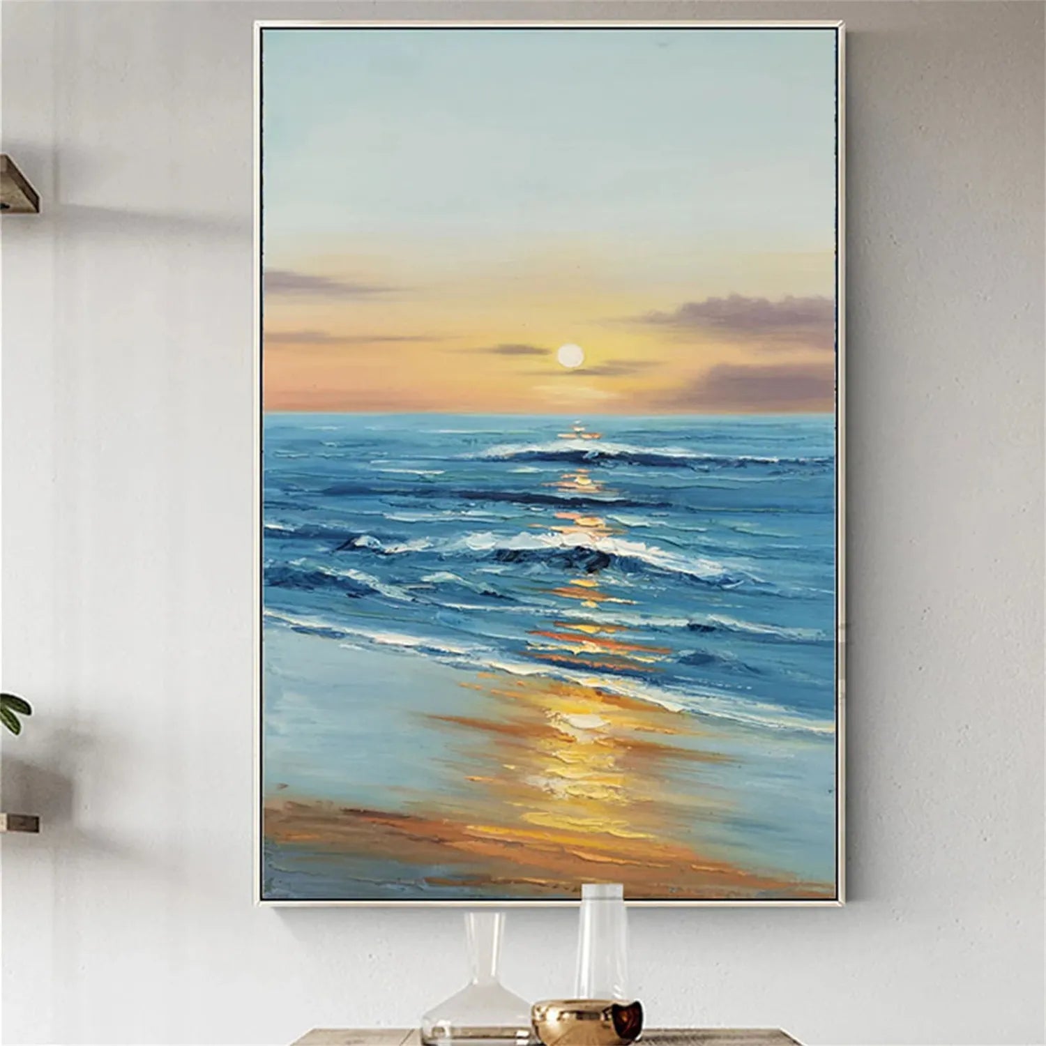 Colorful Ocean And Sky Textured Painting Canvas #OS004