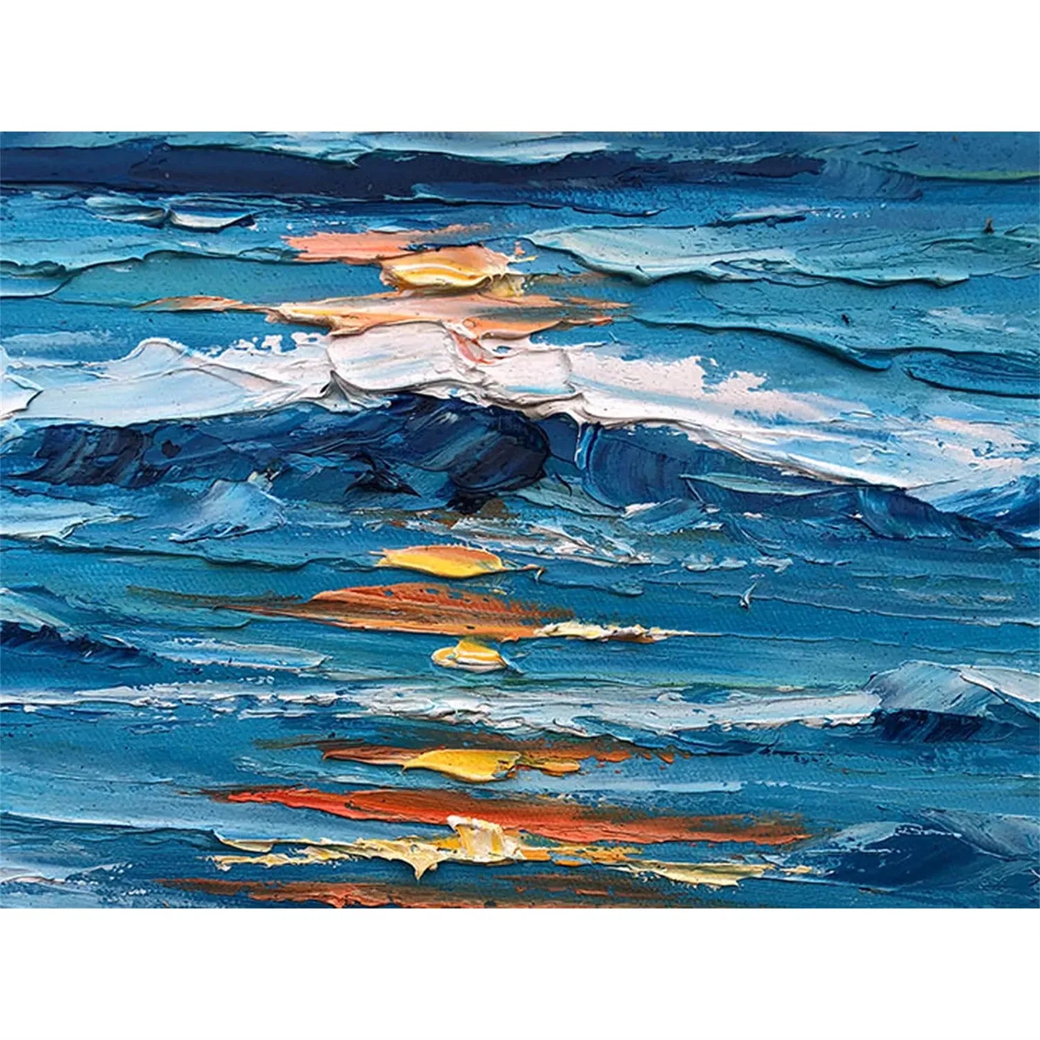 Colorful Ocean And Sky Textured Painting Canvas #OS004