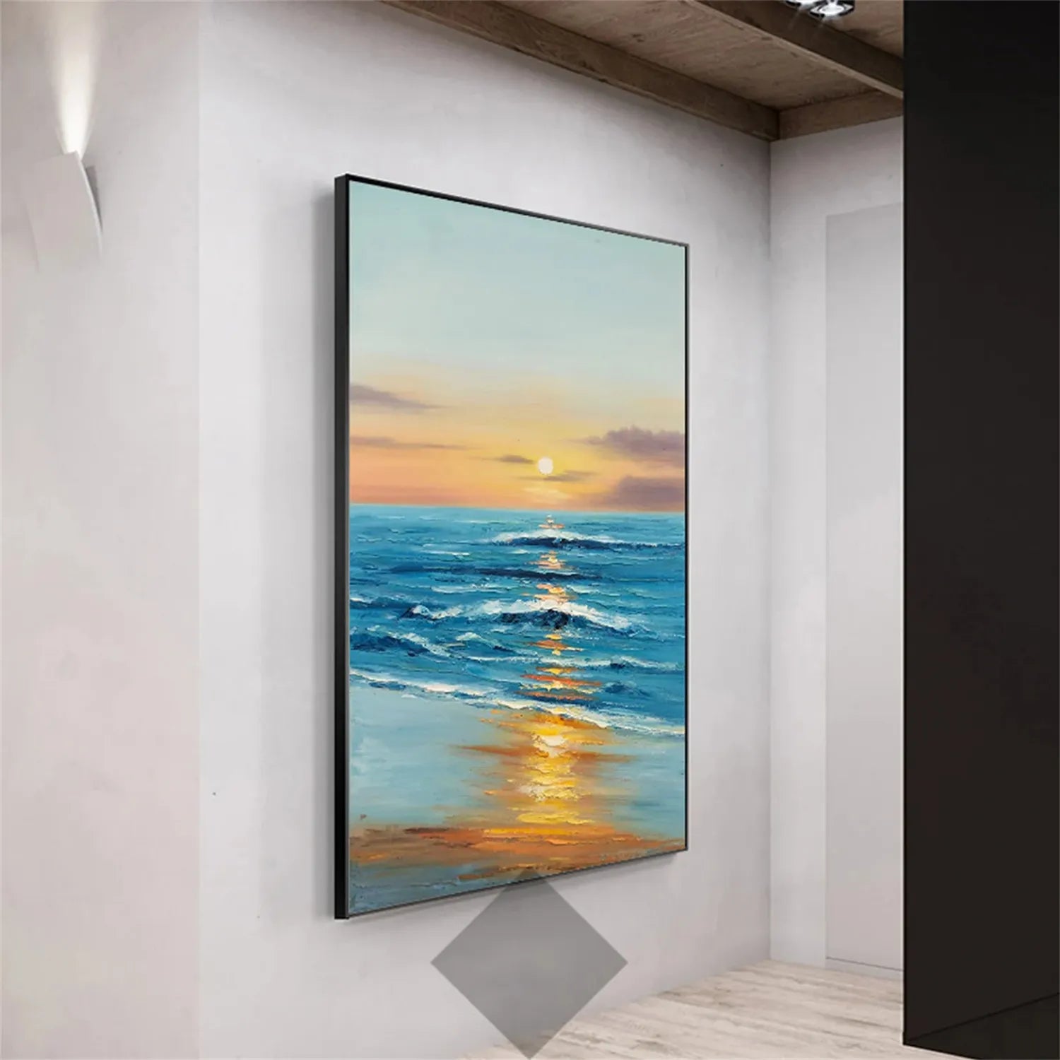 Colorful Ocean And Sky Textured Painting Canvas #OS004