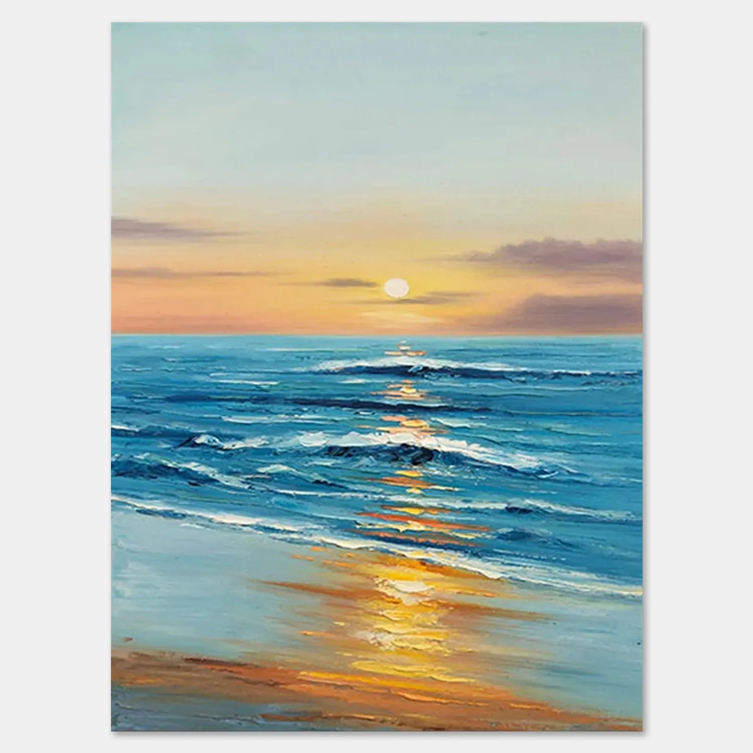 Colorful Ocean And Sky Textured Painting Canvas #OS004