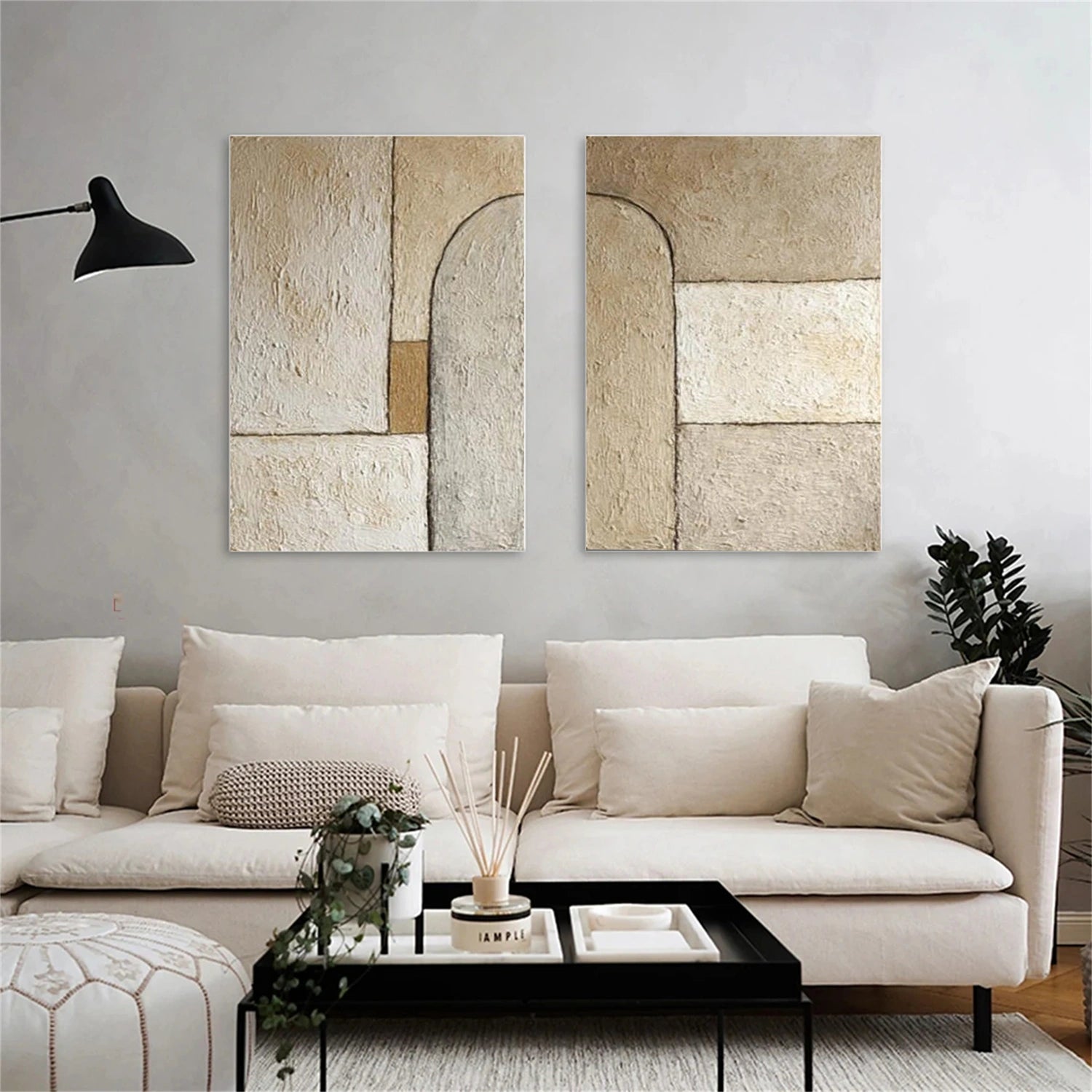 Wabi Sabi Textured Canvas Art Set of 2 #WS133