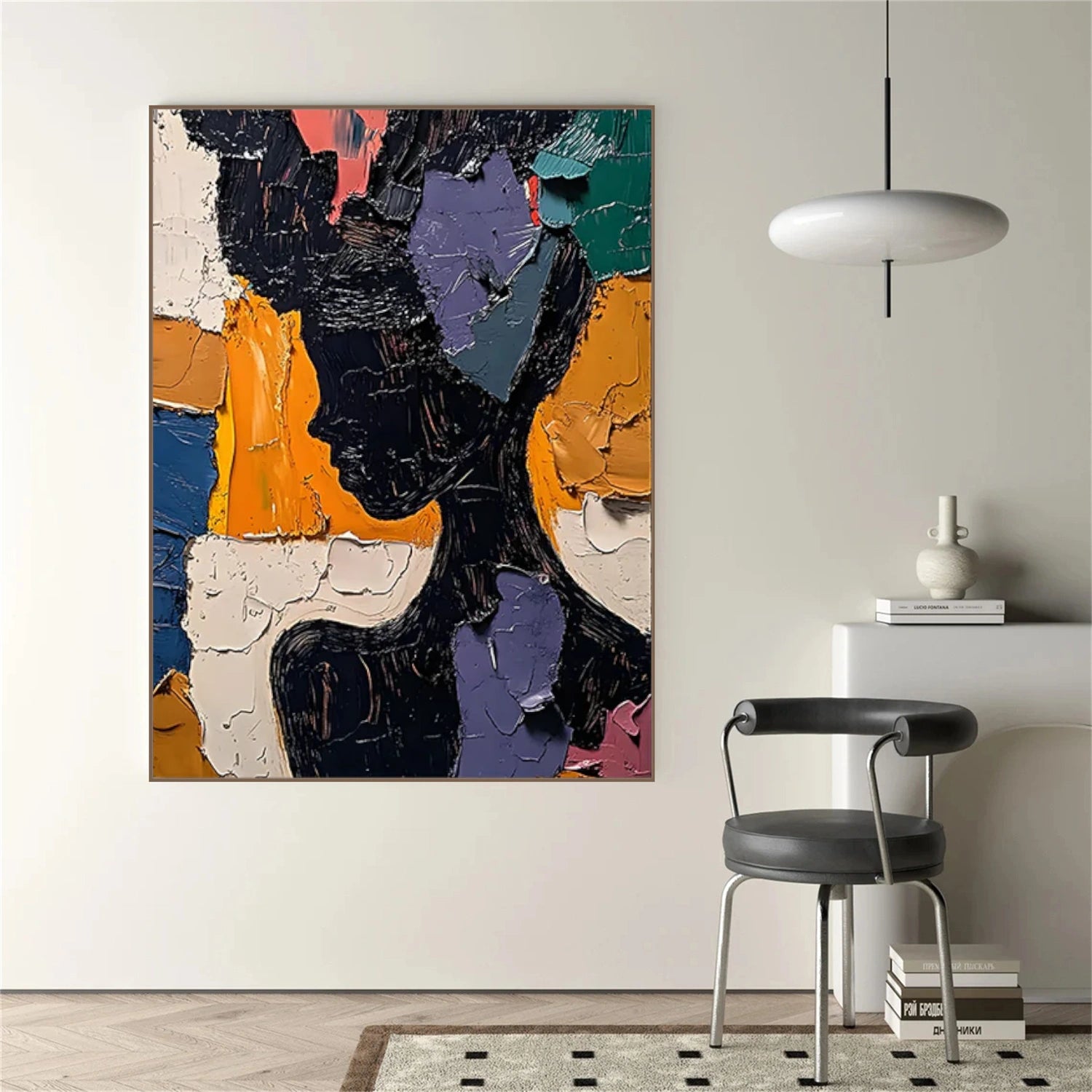 Abstract Portrait Textured Canvas Art #AE046
